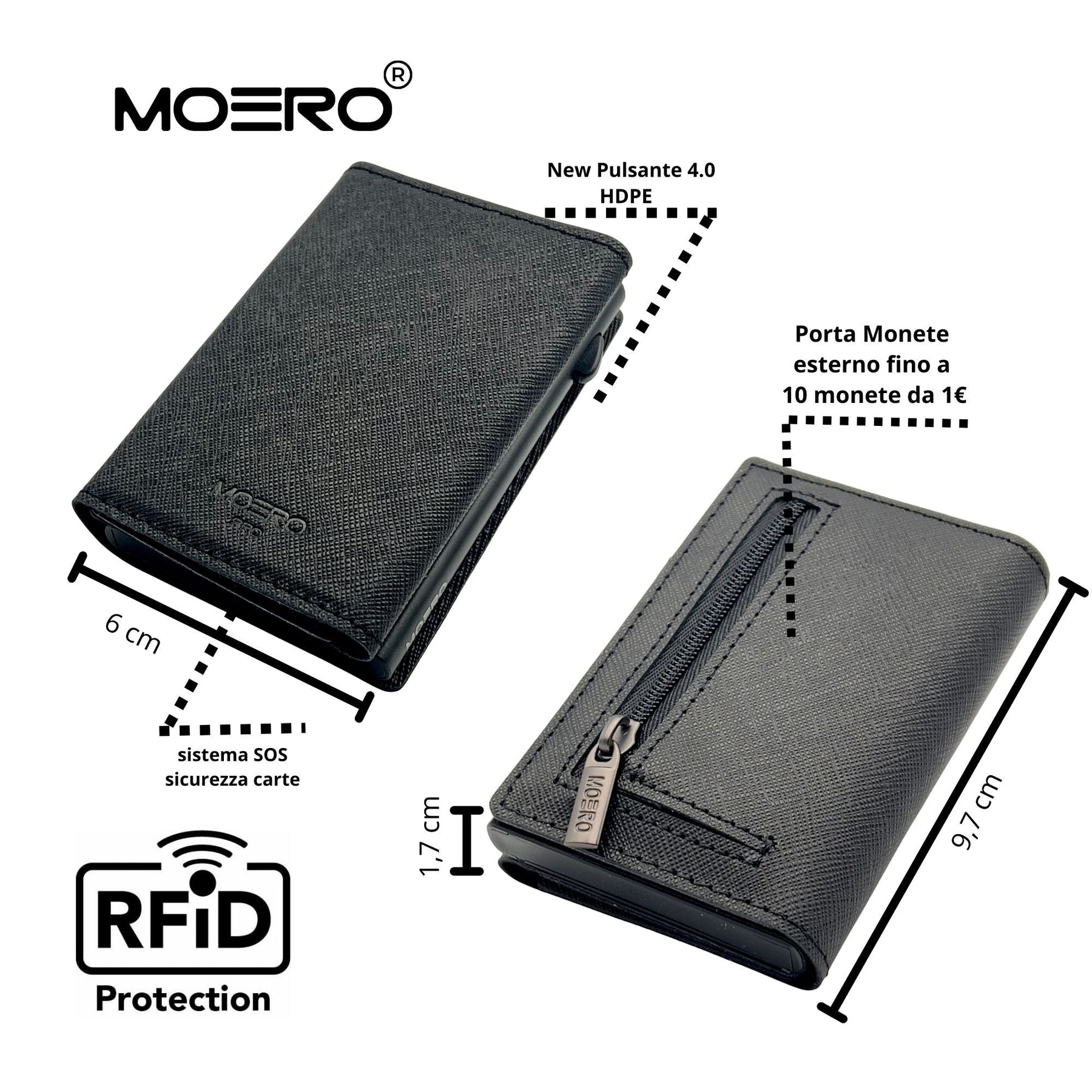 MOERO | PRO ZIP SAFFIANO BLACK - Portafoglio