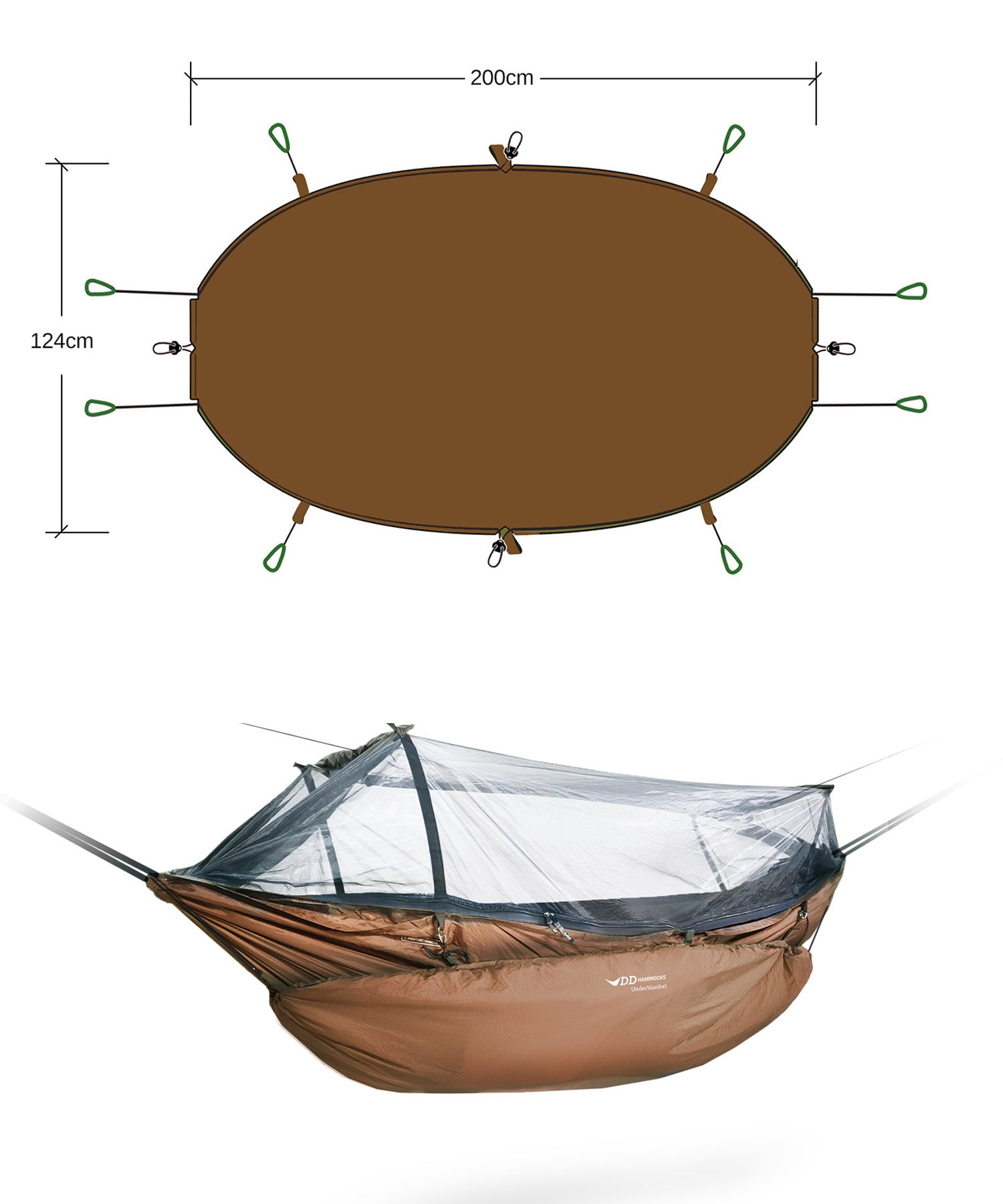 DD HAMMOCKS UNDERBLANKET coyote schema dimensioni SU AMACA FRONTLINE