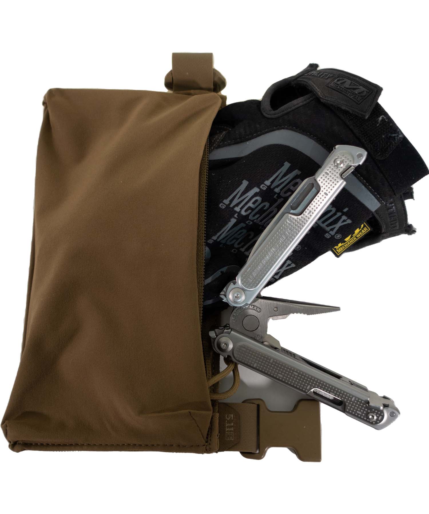 Borsello Double Deploy con Leatherman Free e guanti Mechanix