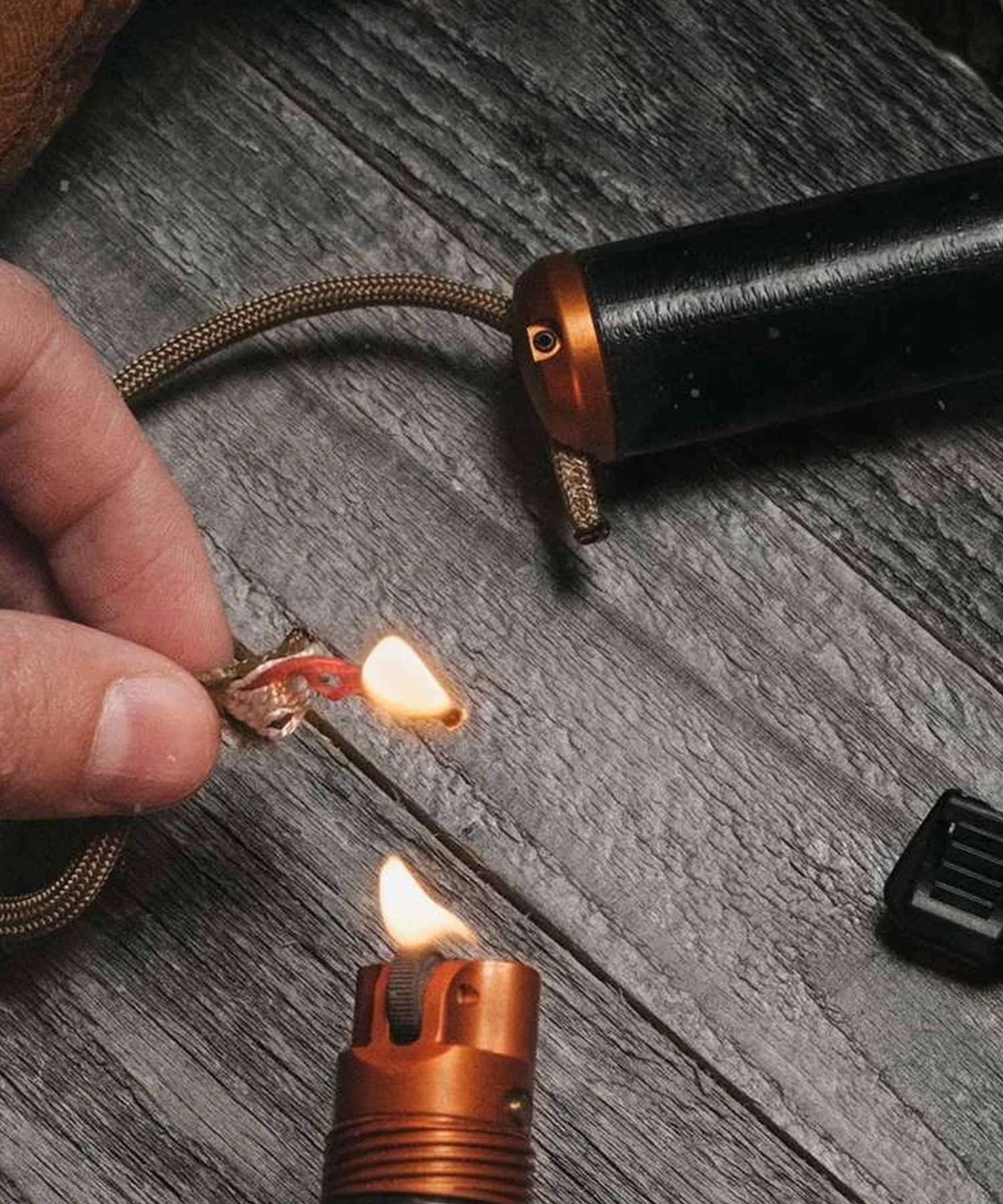 Exotac ripspool con firecord usato come esca per il fuoco