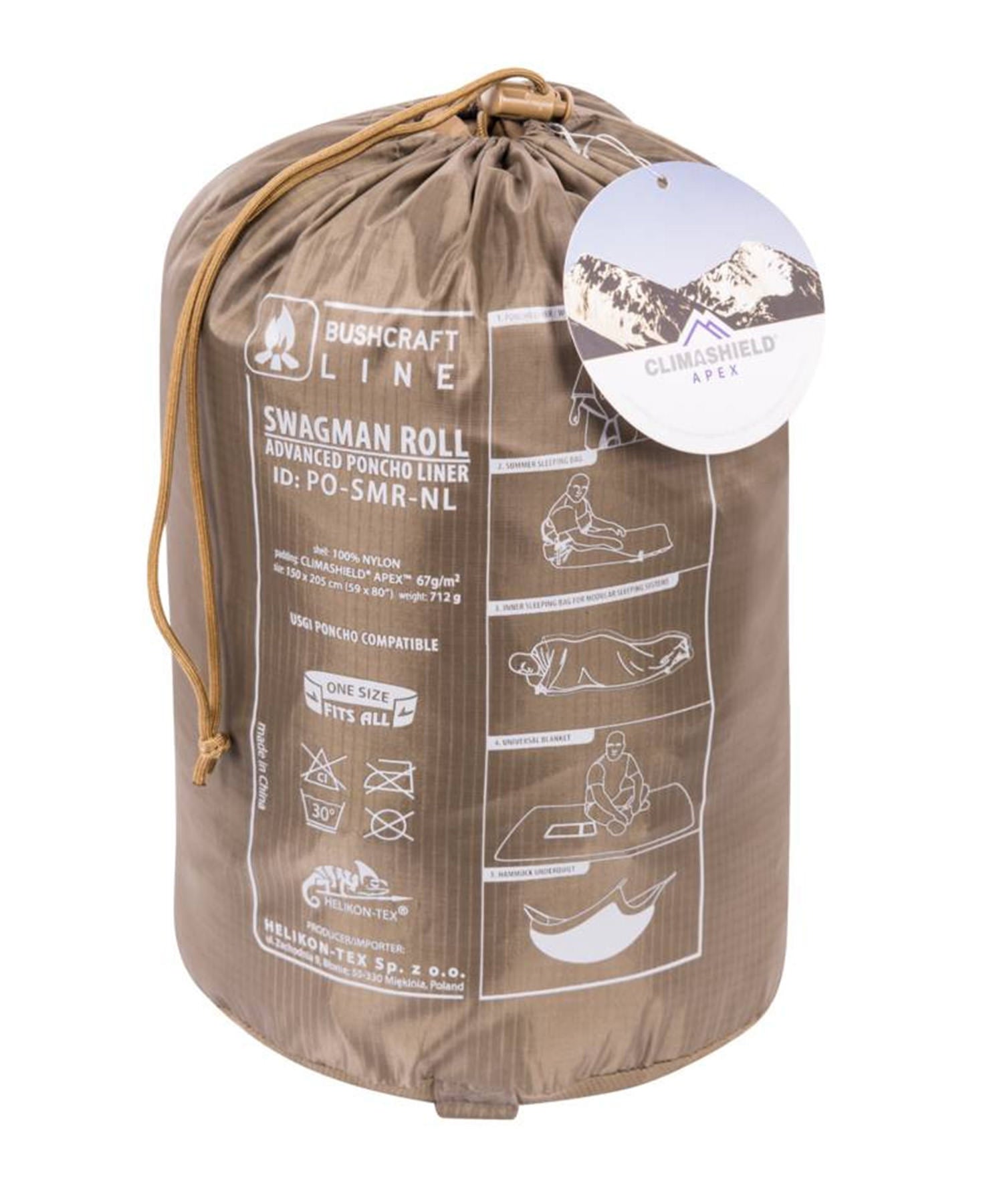 HELIKON SWAGMAN ROLL PONCHO COYOTE NEL SACCHETTO DI STOCKAGGIO