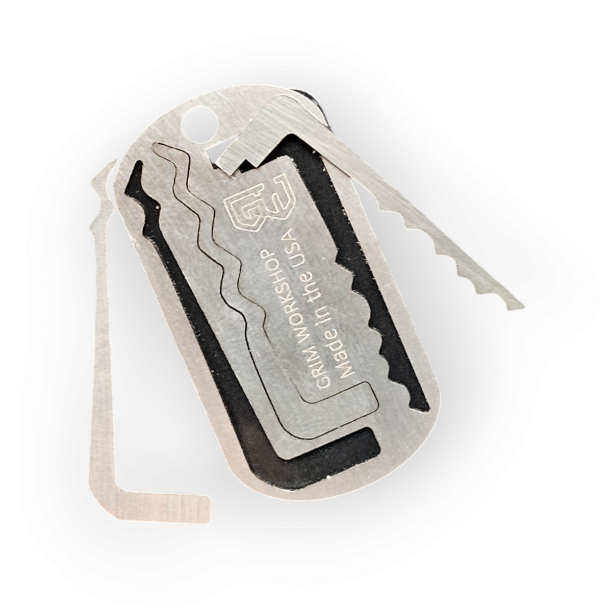 GRIM WORKSHOP | LOCK PICK  RAKE DOG TAG - Piastrina con set di grimaldelli