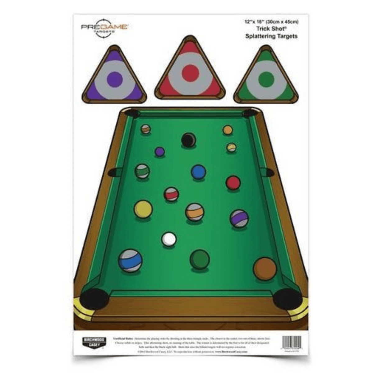 BIRCHWOOD CASEY | PREGAME BILLIARDS 12" X 18" - Bersagli reattivi - BackPacco - BP-BIRCHWOOD-BC-35568