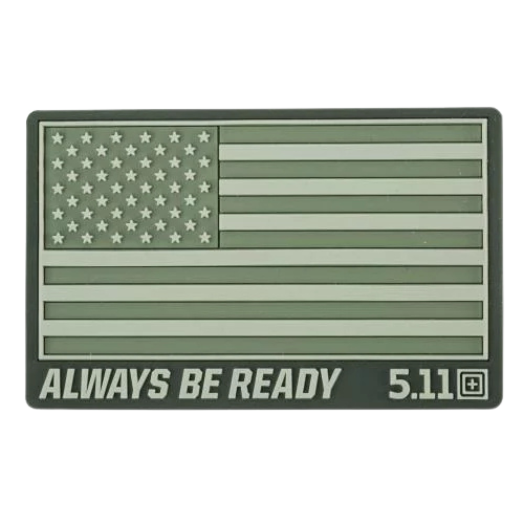 5.11 USA Flag Patch in PVC, toppa rettangolare con bandiera americana in rilievo, scritta Always Be Ready e logo 5.11, toppa tattica
