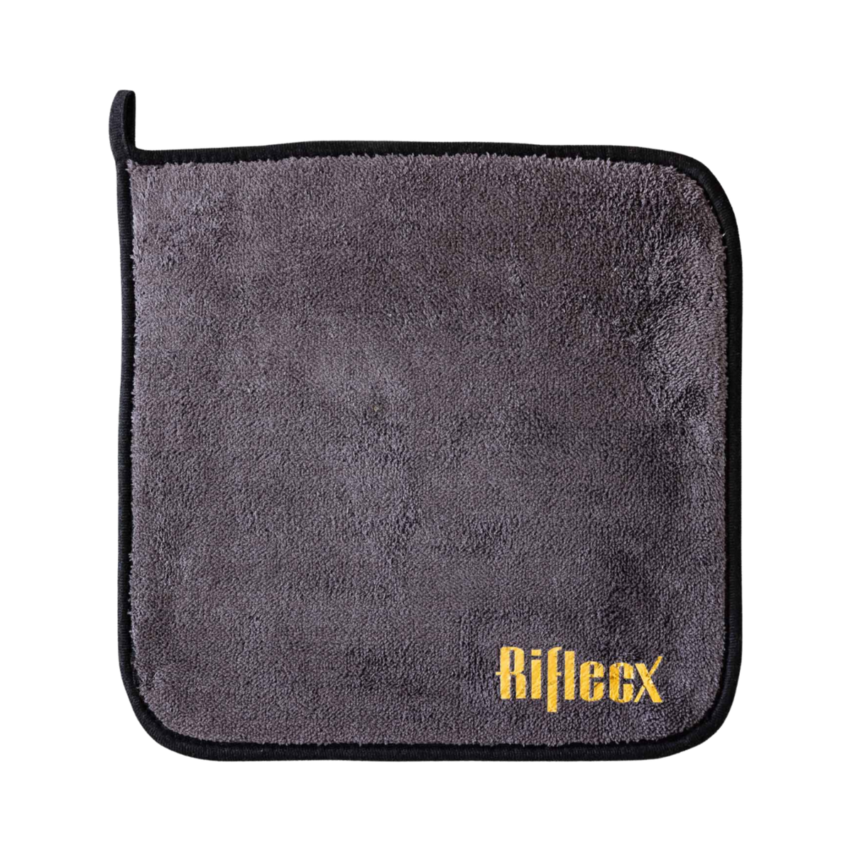 RiflecX Polishing Towel, panno in microfibra grigio con bordo nero per la lucidatura e la pulizia delle armi, panno morbido e assorbente per la cura delle armi da fuoco, su backpacco.it