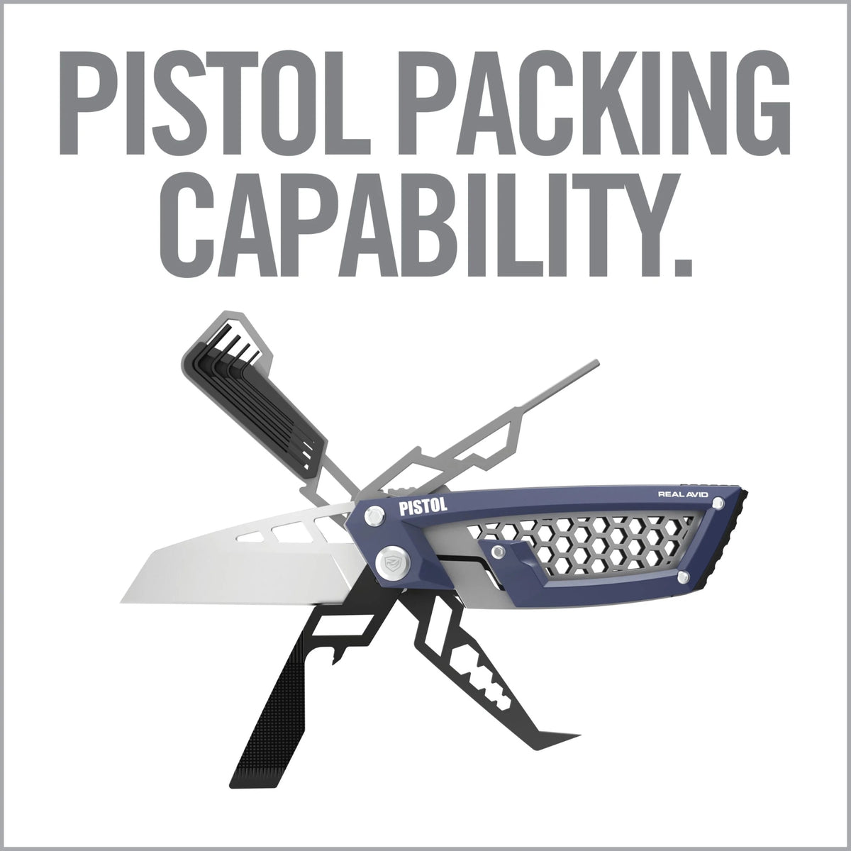 Real Avid Gun Tool Edge Pistol Multitool specifico per la manutenzione e la regolazione di pistole semiautomatiche e revolver dotato di raschietto per depositi di carbonio punzone per perni chiavi esagonali integrati in un design compatto e resistente ideale per l uso in poligono e il porto quotidiano