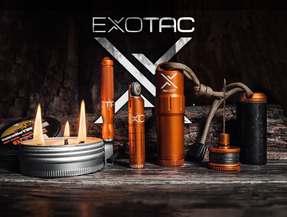 immagine prodotti exotac, candela, nanostriker, nanospark, titan lighter, repair kit