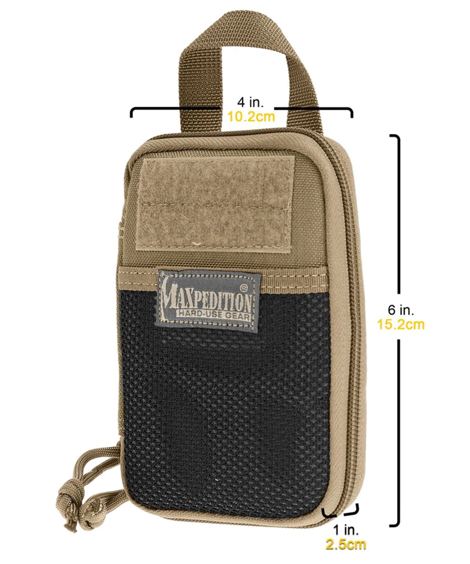 Foto del Mini Pocket Organizer di maxpedition con le quote delle dimensioni