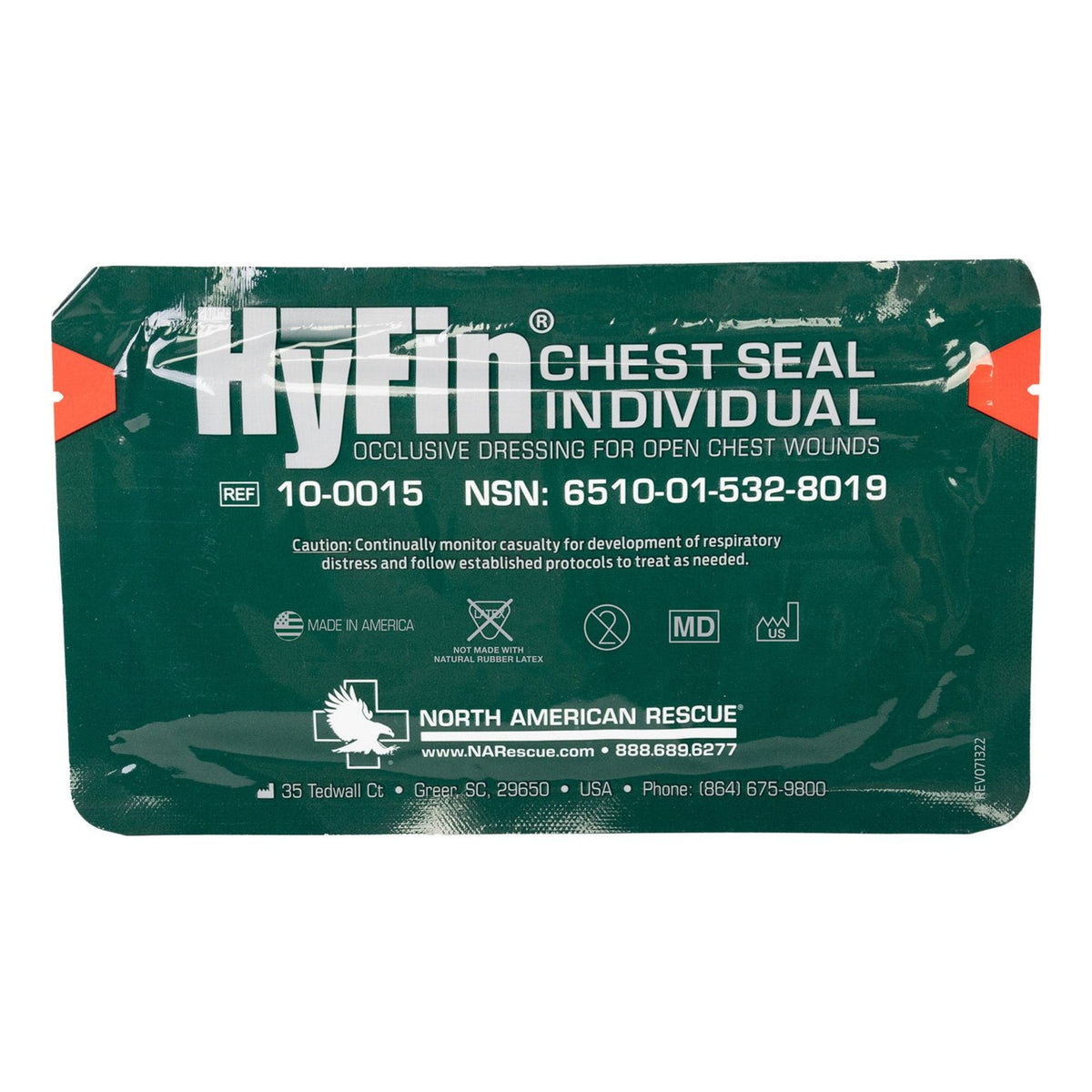 north american rescue HYFIN INDIVIDUAL OCCLUSIVE CHEST SEAL