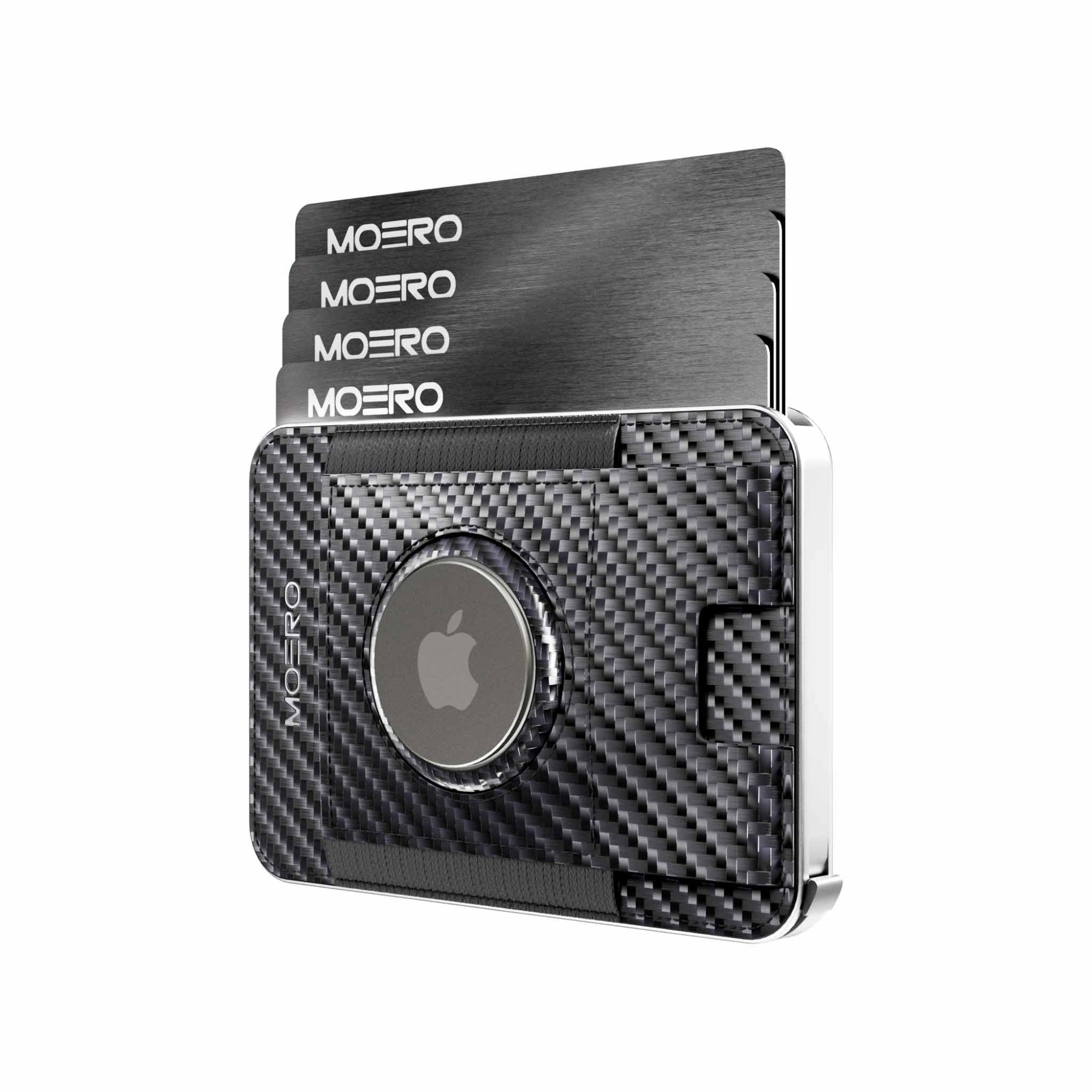 MOERO | M2 PRO AIRTAG CARBON BLACK - Portafoglio MagSafe con scomparto AirTag