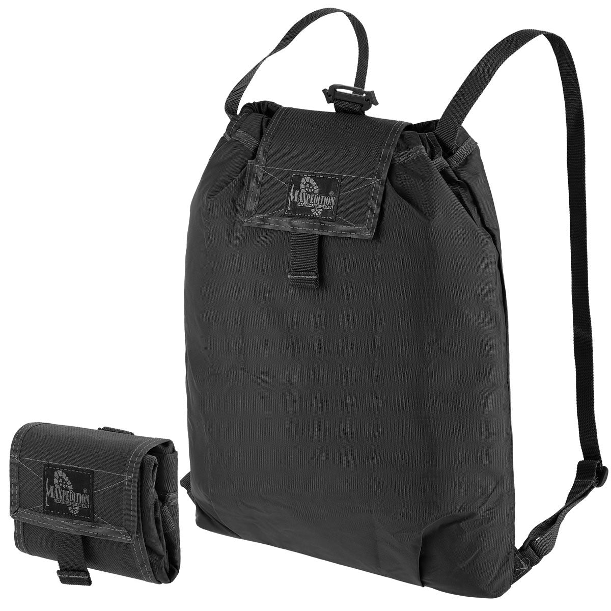 maxpedition rollypoly backpack black nero aperto e chiuso