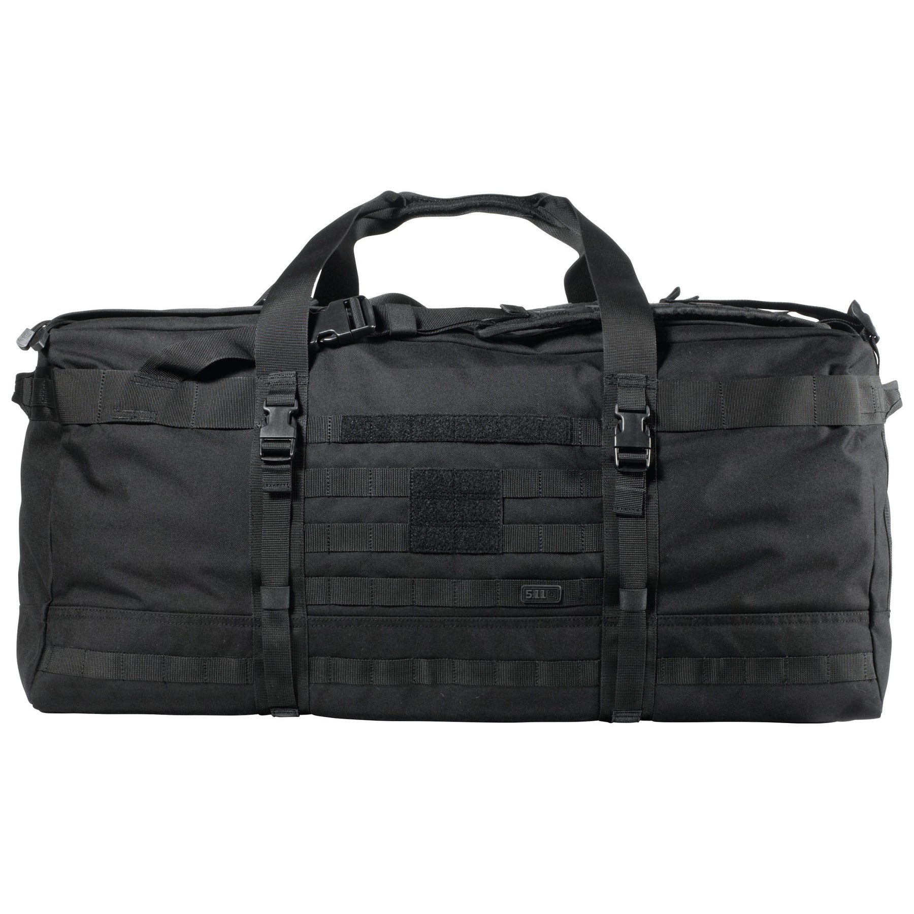 Borsone Rush LBD x-ray Black di 5.11 Tactical - vista pannello molle e velcro con cinghie di compressione