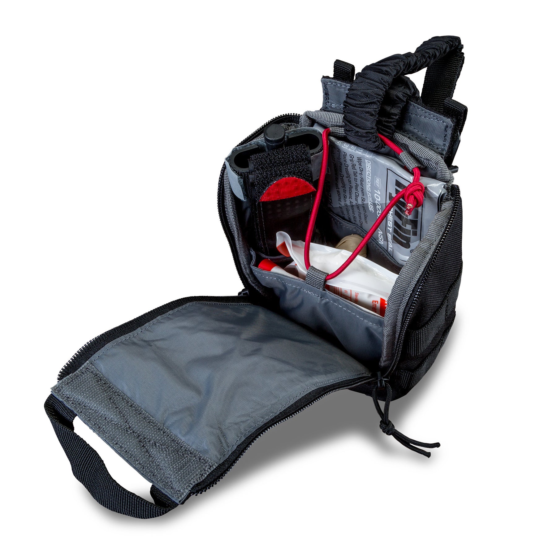 tasca primo soccorso UCR IFAK di 5.11 Tactical nera - vista aperta con i presidi