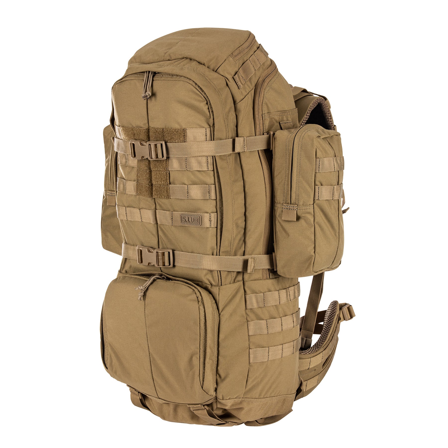 ZAINO RUSH100 60 litri di 5.11 Tactical Kangaroo (sabbia) - vista inclinata