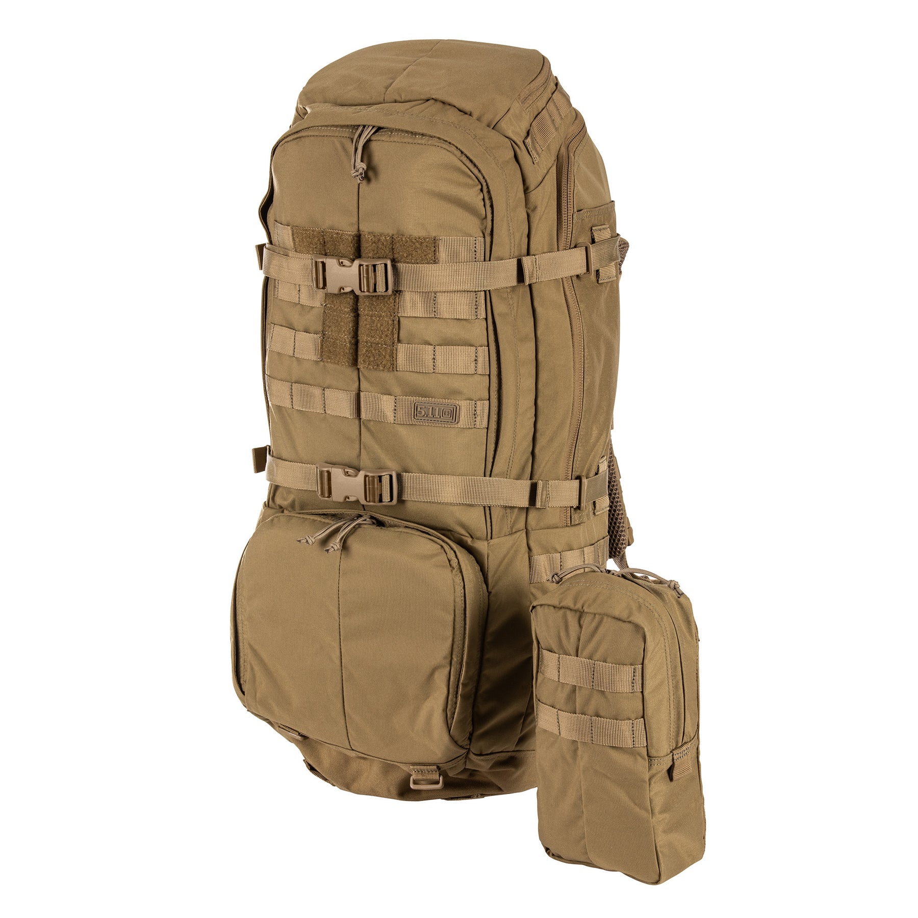 ZAINO RUSH100 60 litri di 5.11 Tactical Kangaroo (sabbia) - vista con tasca a parte