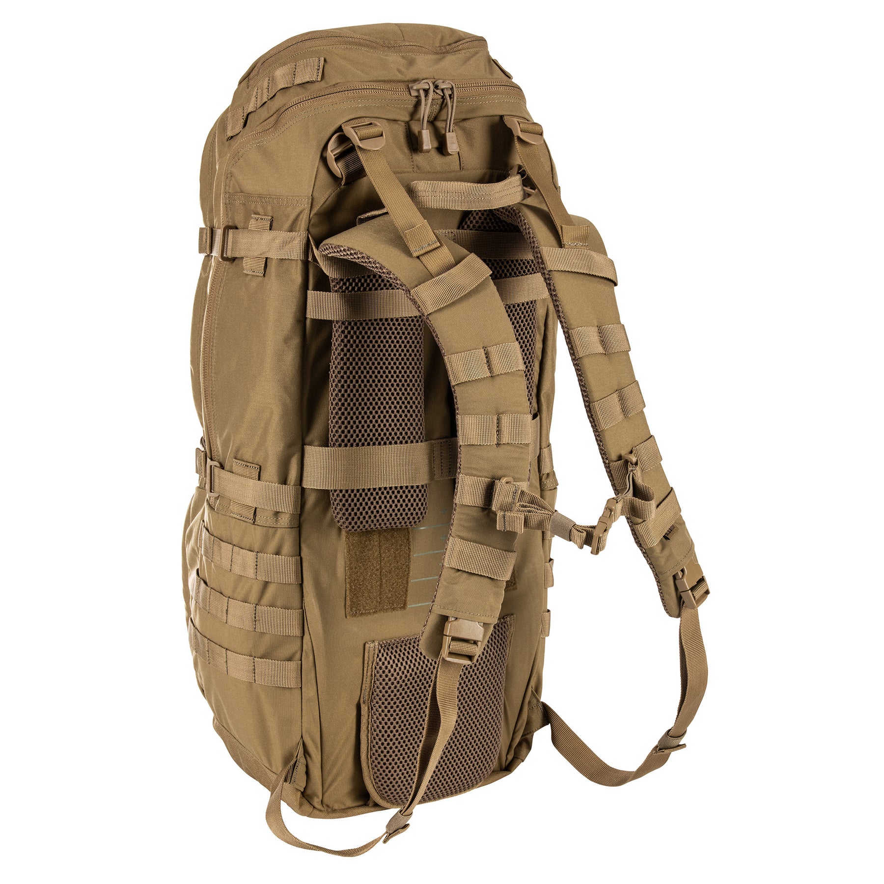 ZAINO RUSH100 60 litri di 5.11 Tactical Kangaroo (sabbia) - vista schienale e spallacci senza cinturone