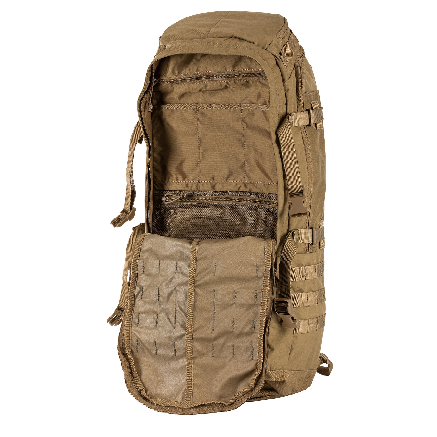 ZAINO RUSH100 60 litri di 5.11 Tactical Kangaroo (sabbia) - vista tasca frontale admin aperta