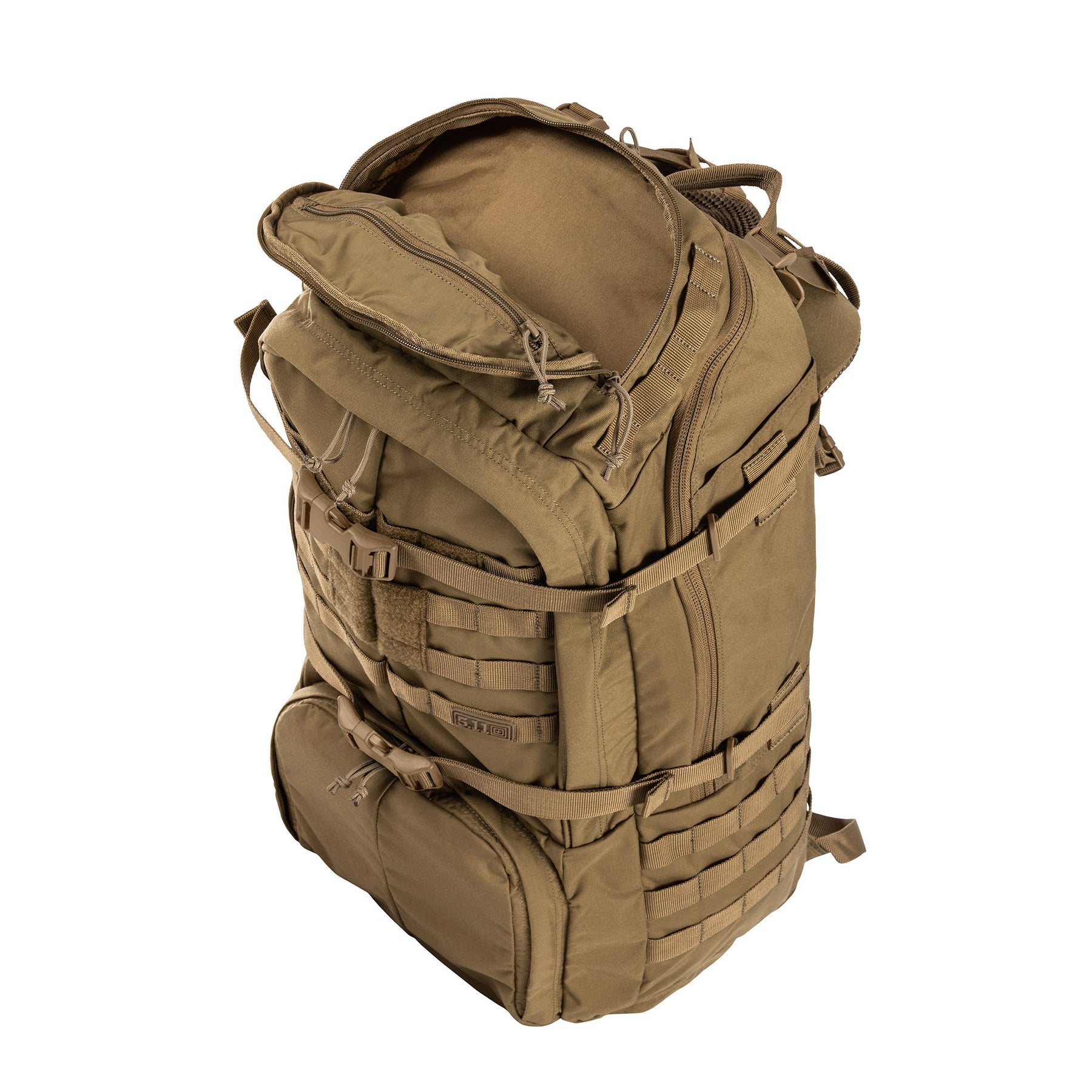 ZAINO RUSH100 60 litri di 5.11 Tactical Kangaroo (sabbia) - vista tasca superiore aperta
