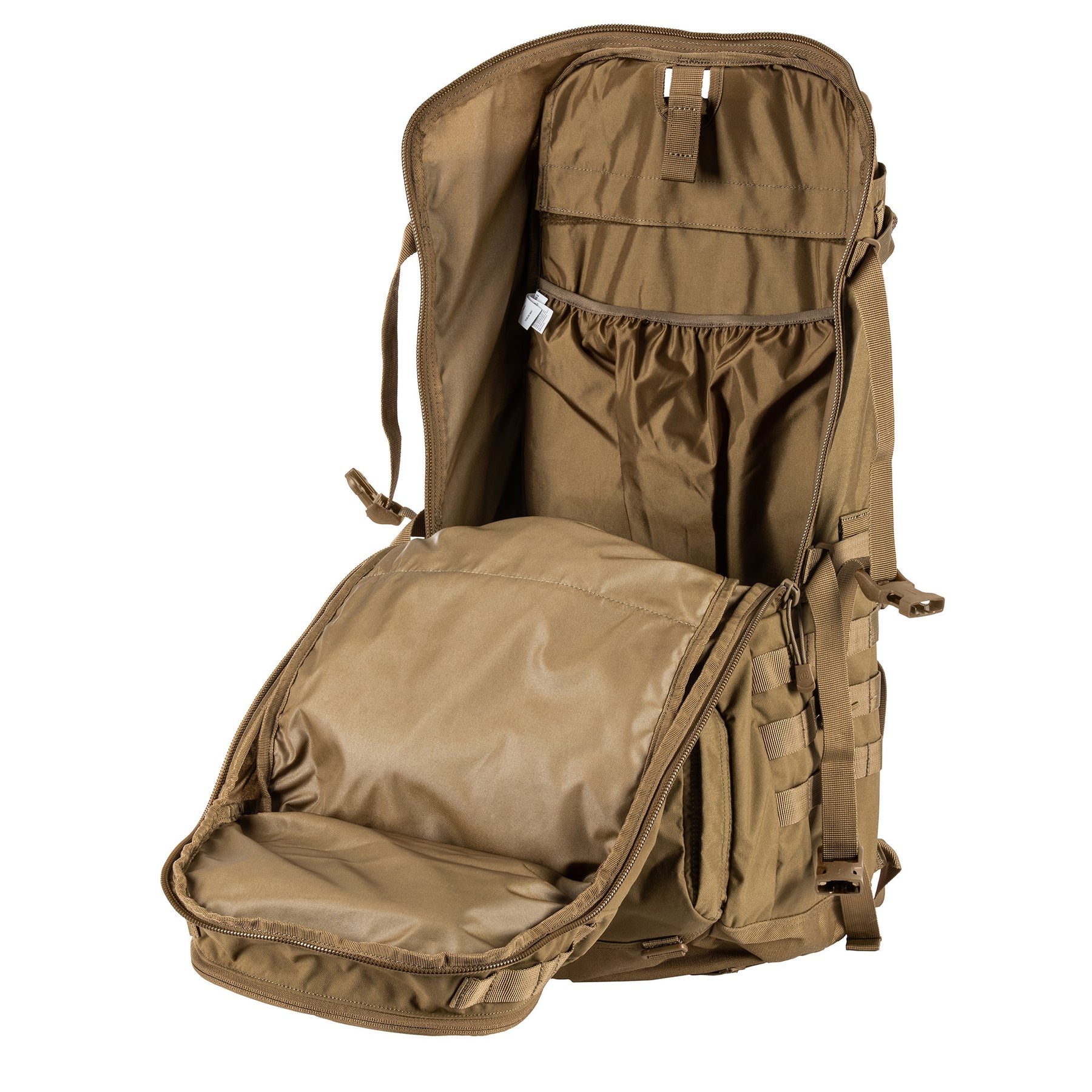 ZAINO RUSH100 60 litri di 5.11 Tactical Kangaroo (sabbia) - vista tasca principale aperta e vuota