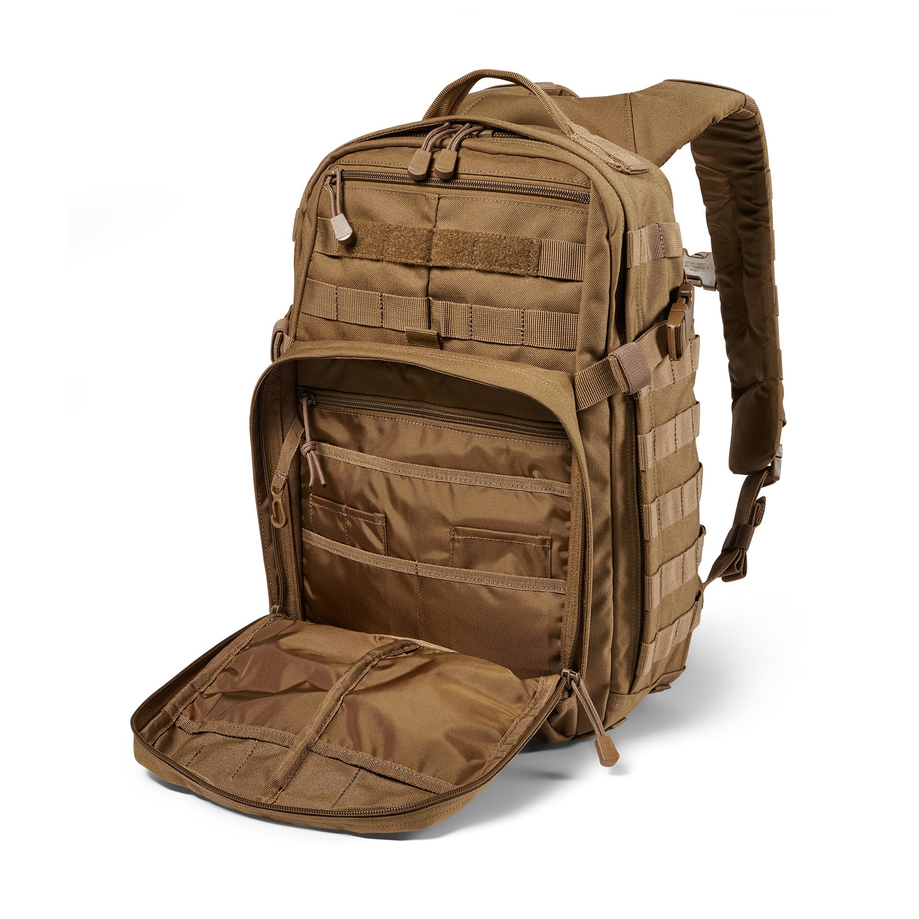 Zaino RUSH12 2.0 di 5.11 Tactical Kangaroo - Vista tasca organizer aperta con moschettone