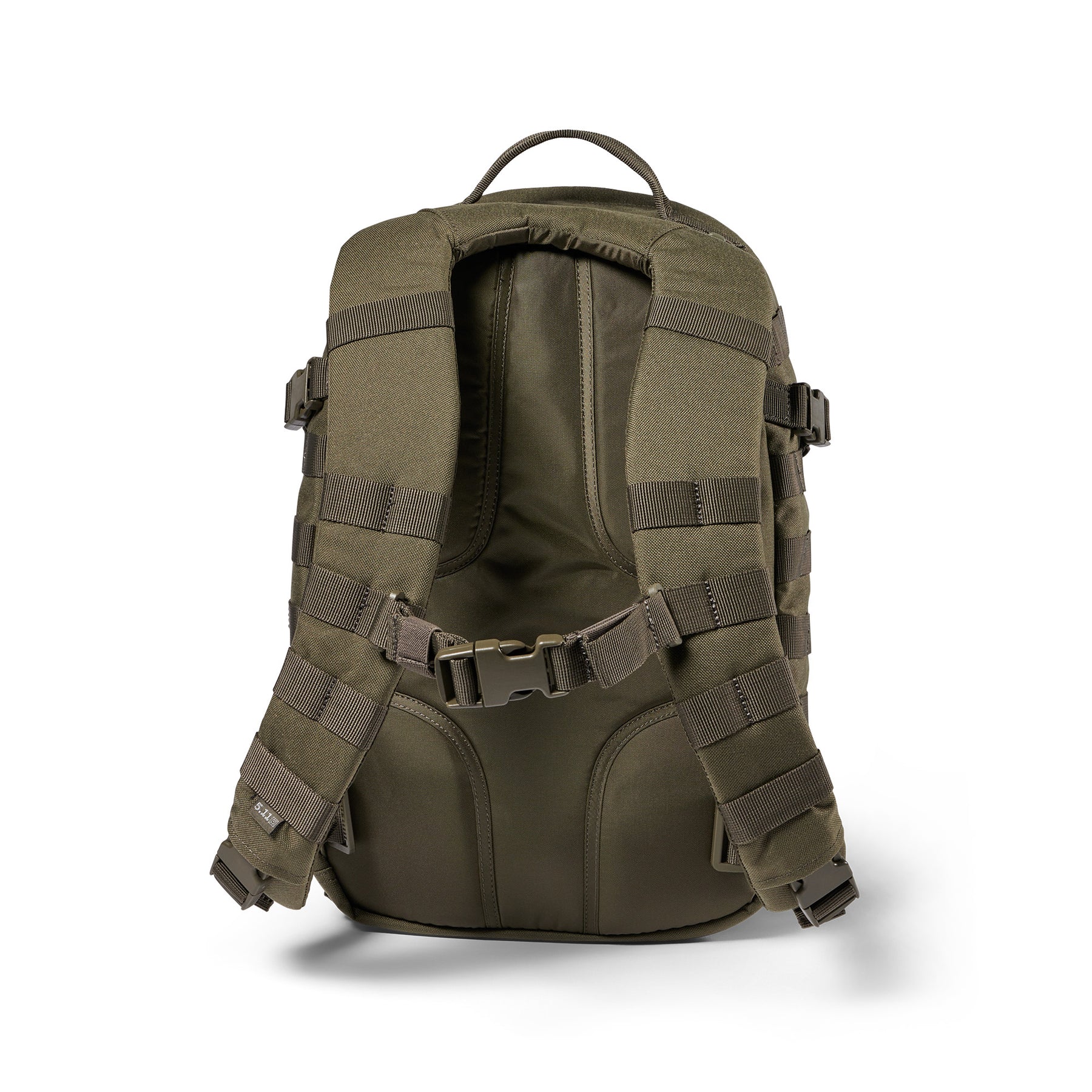 Zaino RUSH12 2.0 di 5.11 Tactical Ranger Green - Vista schienale e spallacci