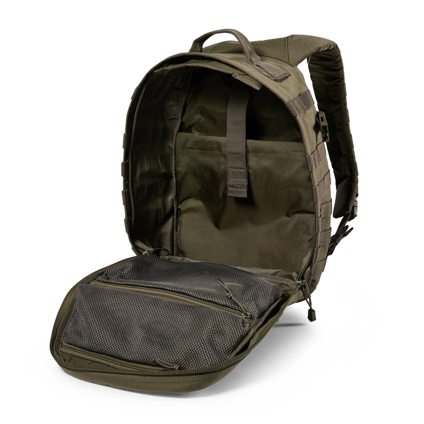Zaino RUSH12 2.0 di 5.11 Tactical Ranger Green - Vista da aperto