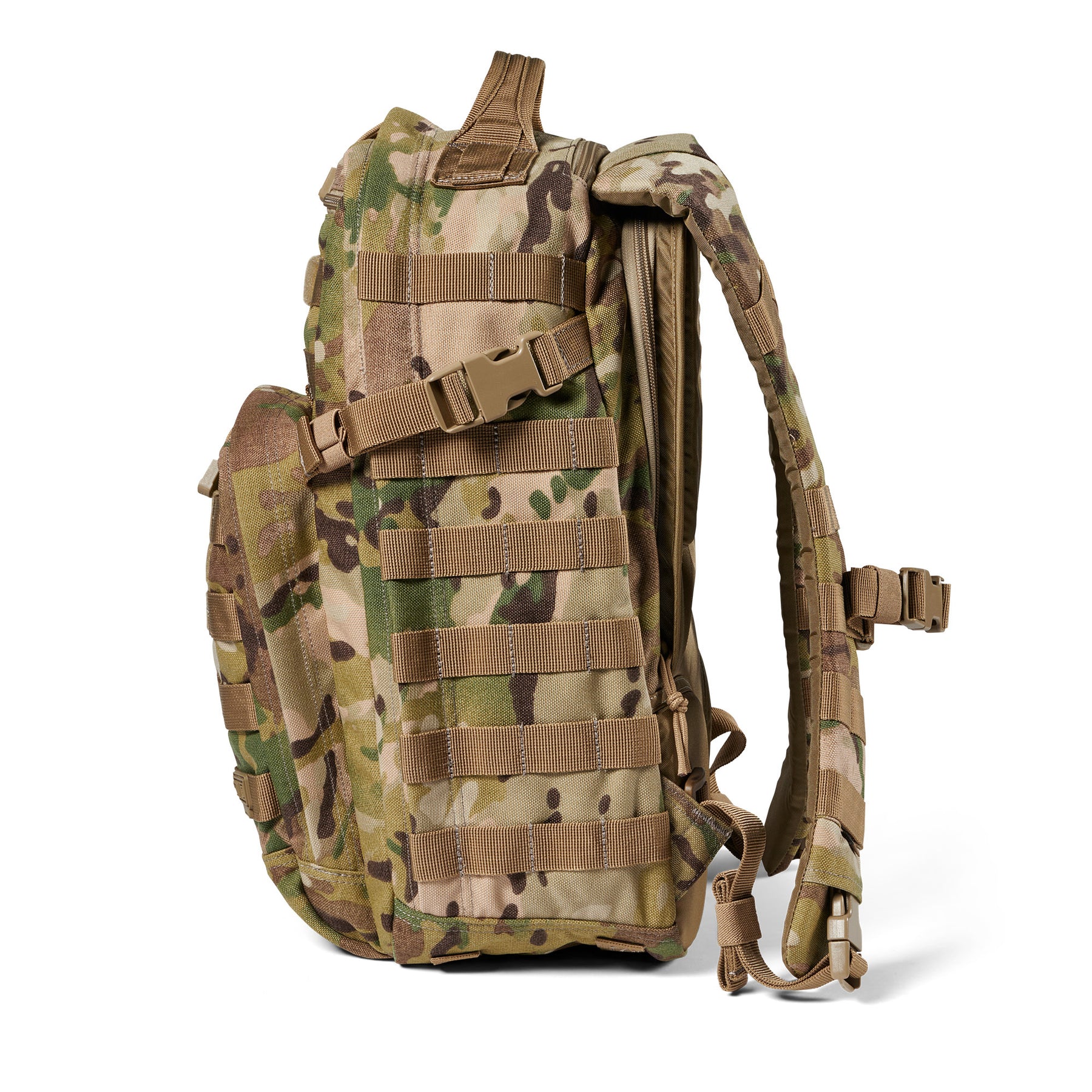 Zaino RUSH12 2.0 di 5.11 Tactical Multi Cam Mimetico - Vista lato sinistro