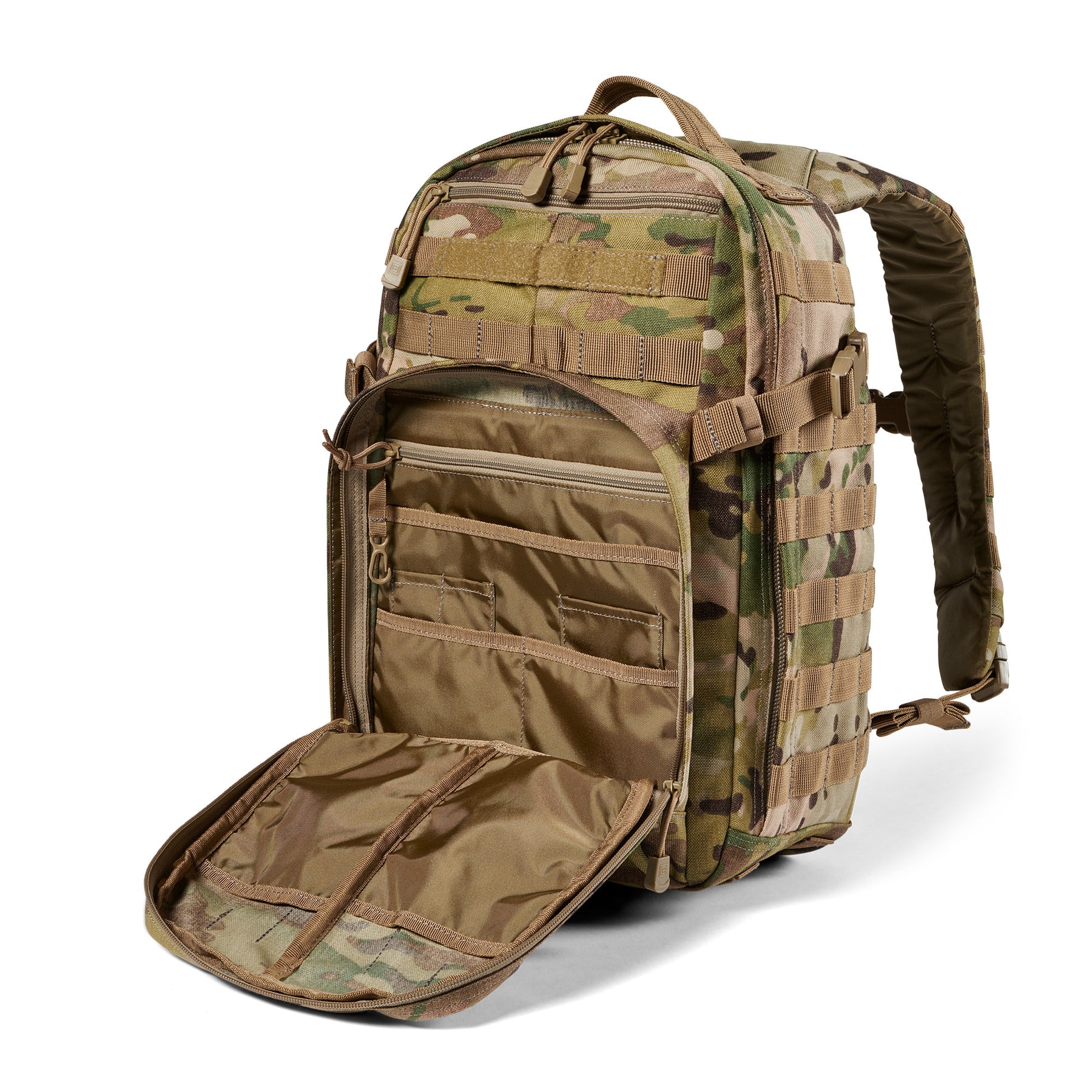 Zaino RUSH12 2.0 di 5.11 Tactical Multi Cam Mimetico - Vista pannello admin interno alla tasca organizer frontale