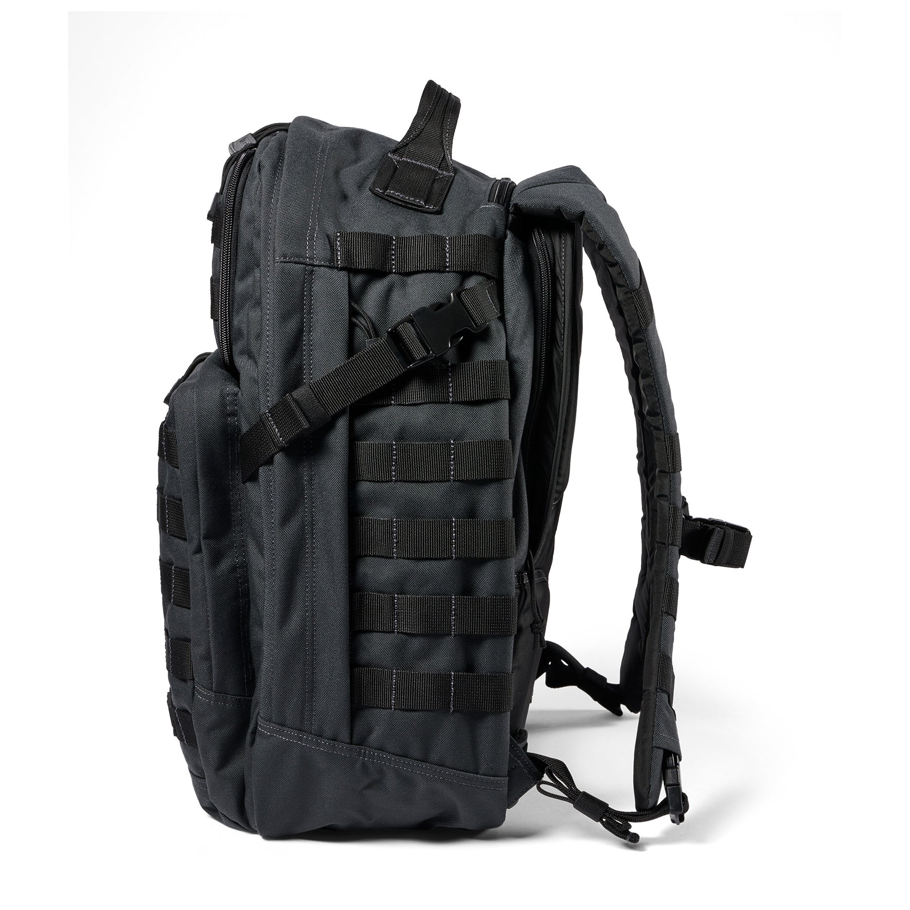 Zaino RUSH24 2.0 di 5.11 Tactical Double Tap (grigio e nero) - vista laterale