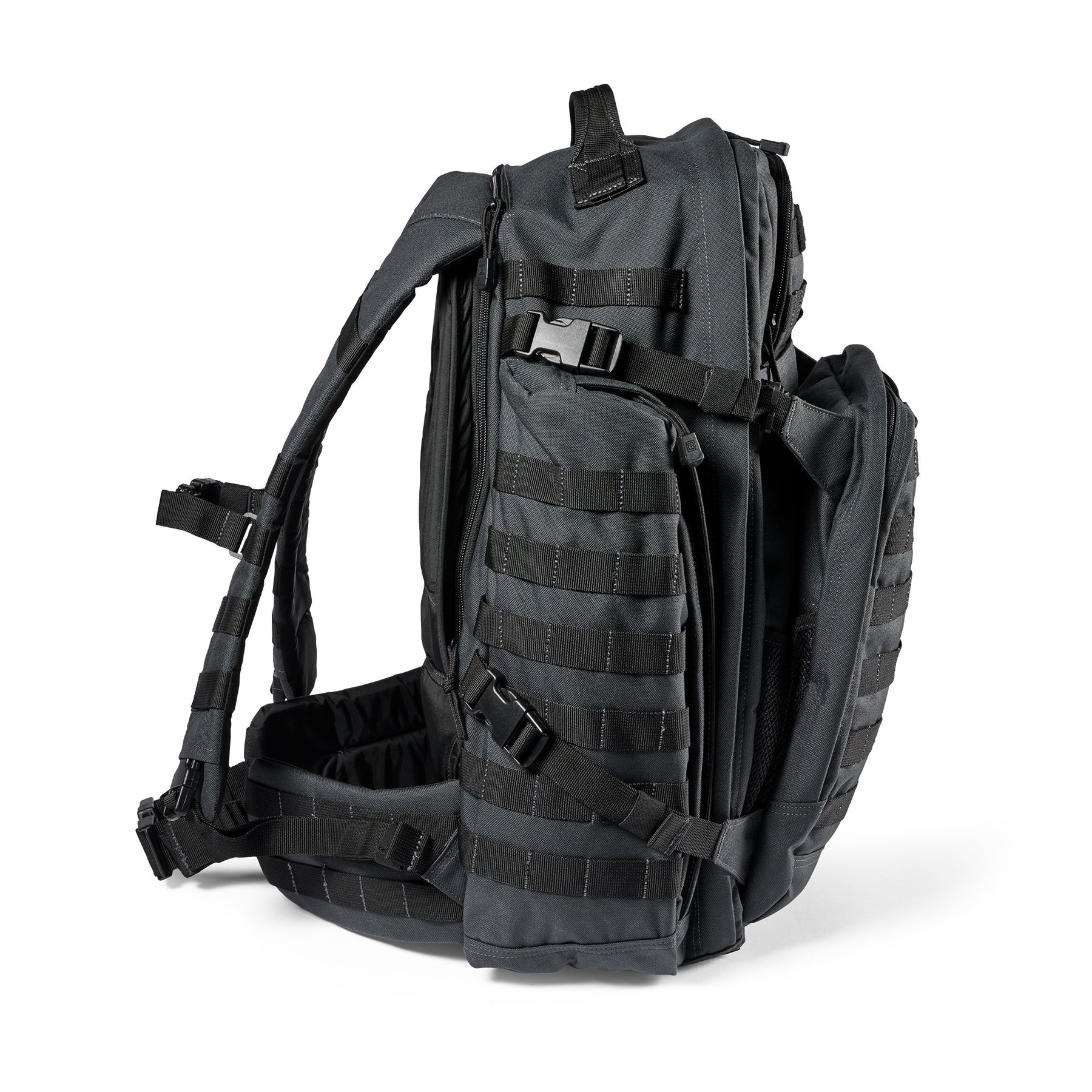 Zaino RUSH72 2.0 di 5.11 Tactical Double Tap (grigio e nero) - vista tasca laterale