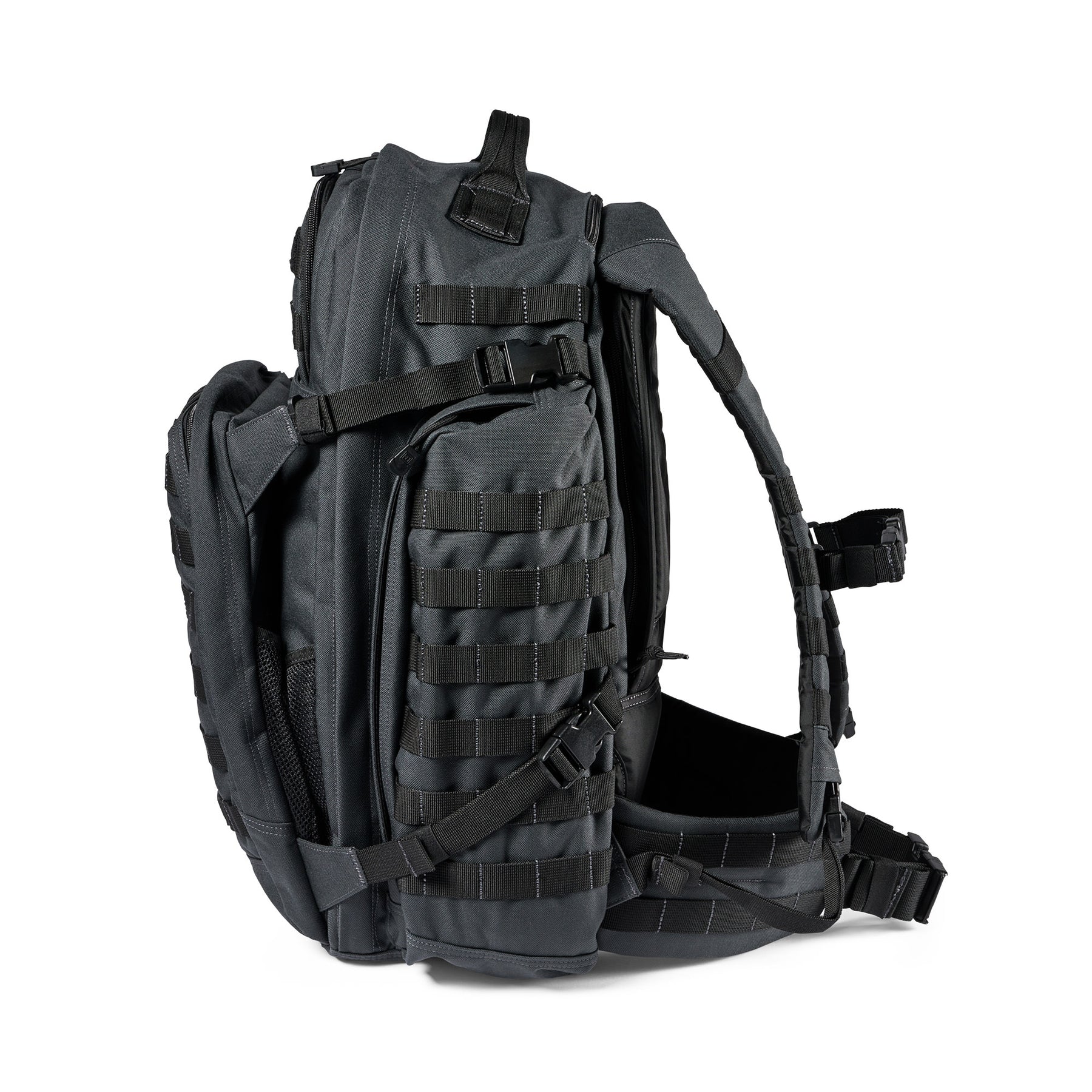 Zaino RUSH72 2.0 di 5.11 Tactical Double Tap (grigio e nero) - vista laterale