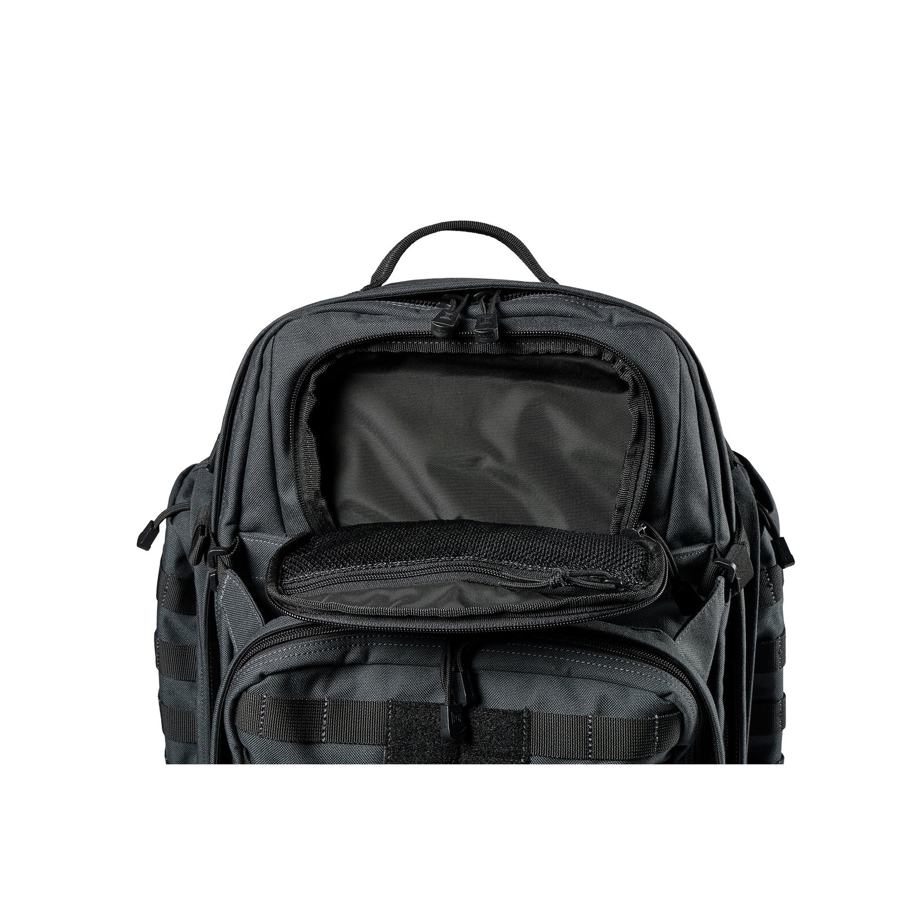 Zaino RUSH72 2.0 di 5.11 Tactical Double Tap (grigio e nero) - vista tasca superiore