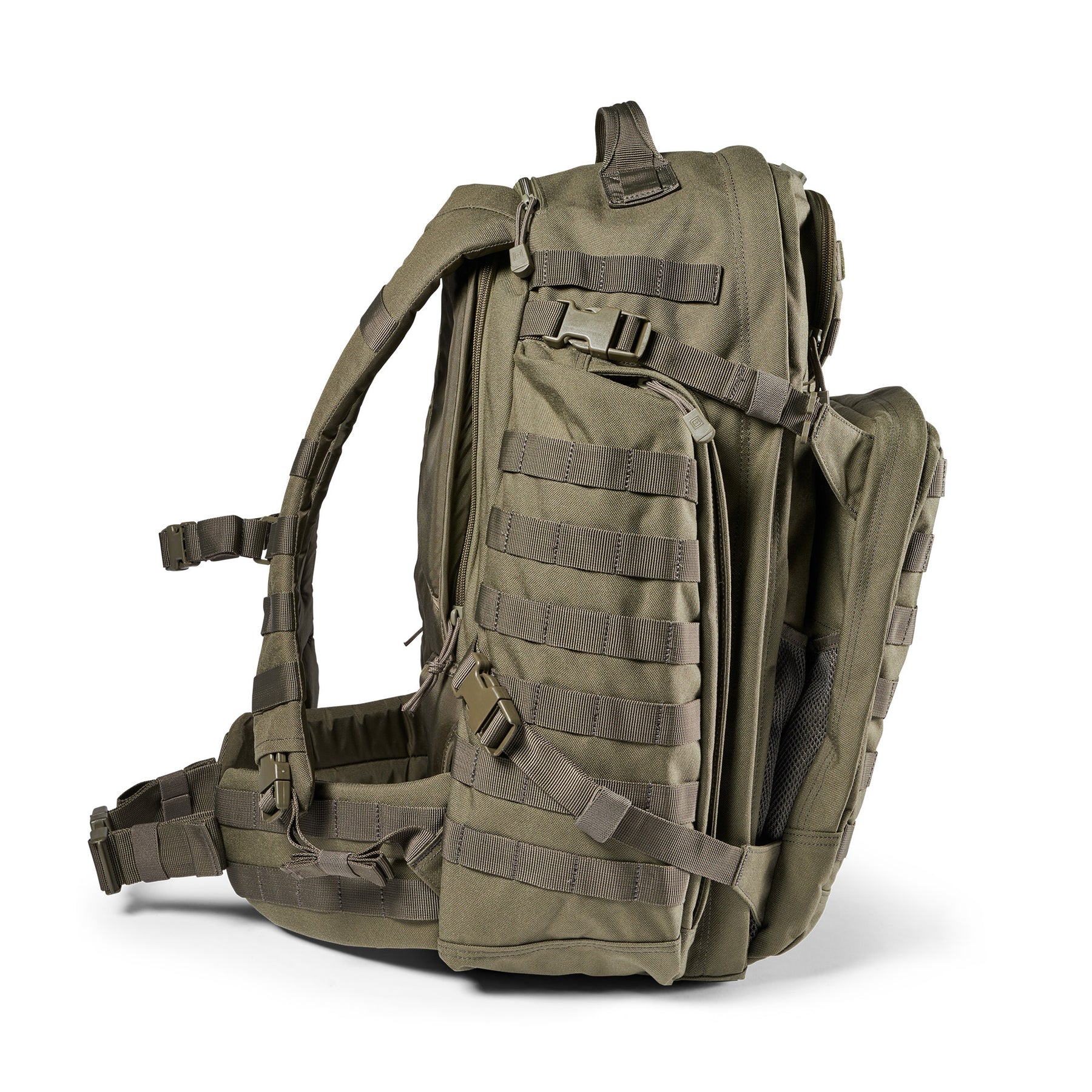 Zaino RUSH72 2.0 di 5.11 Tactical Ranger Green (verde) - vista laterale con tasca