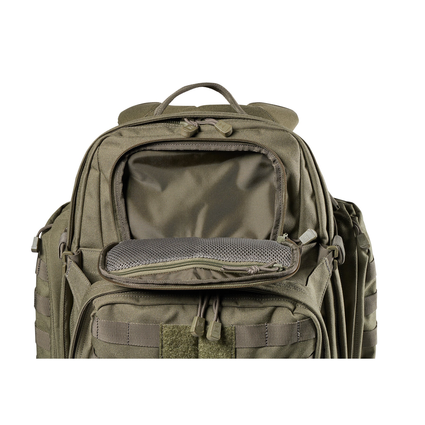 Zaino RUSH72 2.0 di 5.11 Tactical Ranger Green (verde) - vista tasca superiore aperta