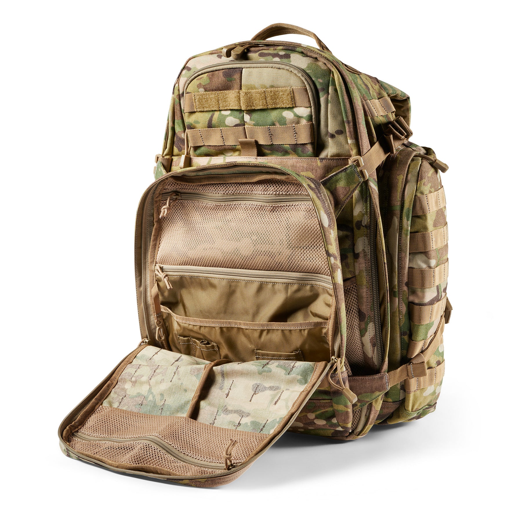 Zaino RUSH72 2.0 di 5.11 Tactical Multicam (mimetico) - vista tasca frontale aperto