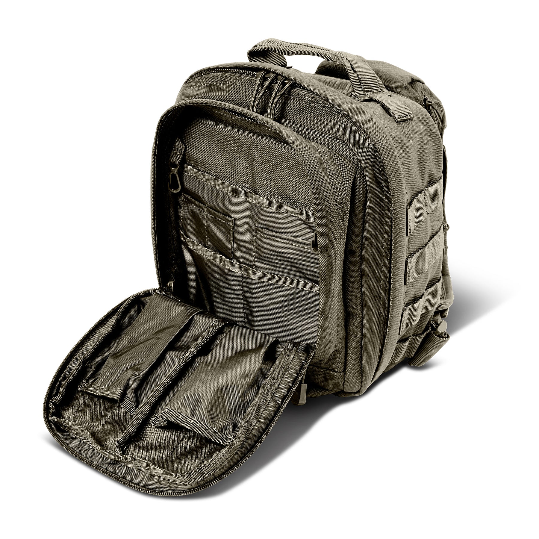 zaino monospalla rush moab 6 di 5.11 ranger green - vista tasca admin aperta