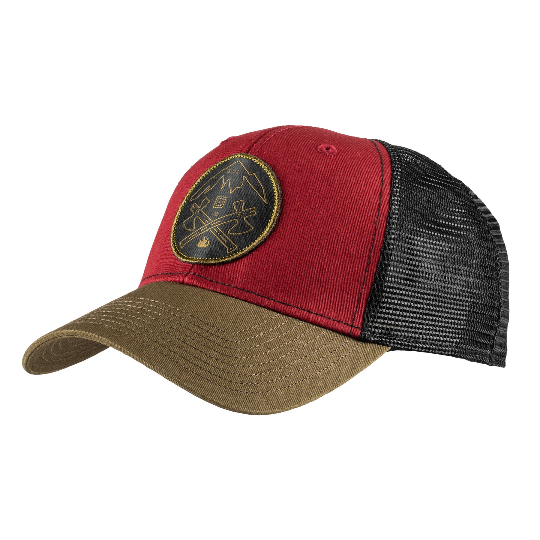 cappello di 5.11 tactical crossed axe mountain rosso - vista frontale