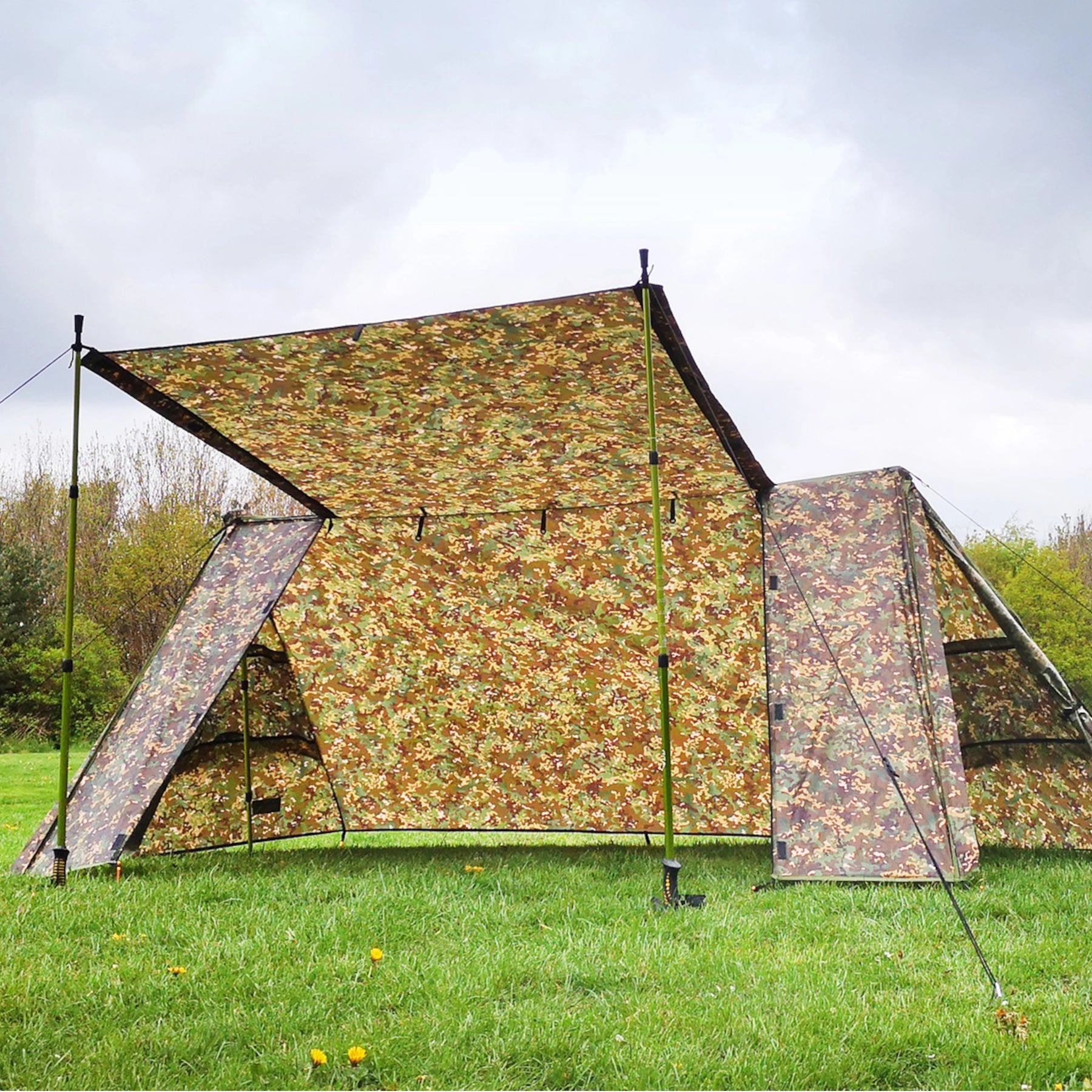 dd a-frame tent multicam con tettoia aperta