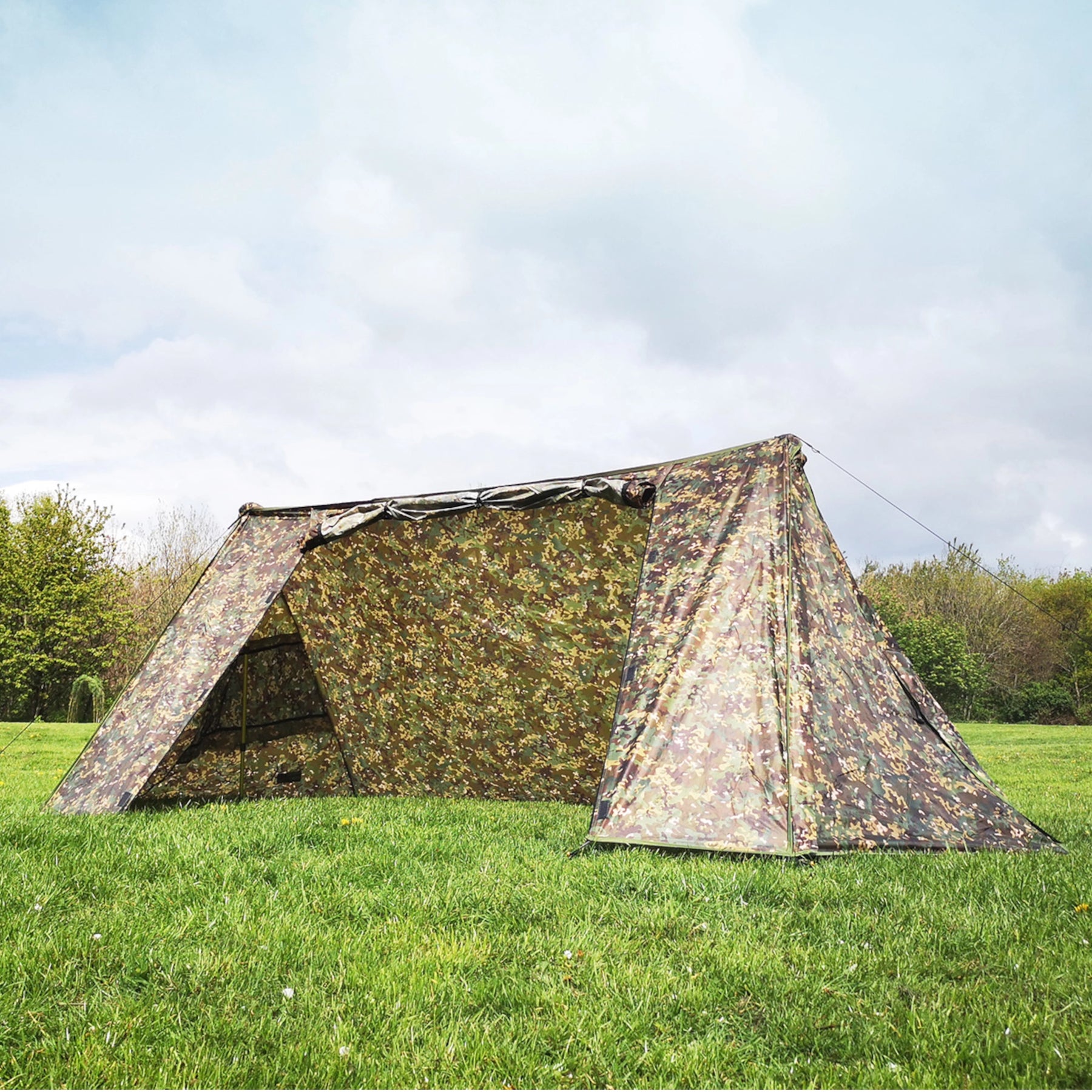 dd a-frame tent multicam con apertura laterale