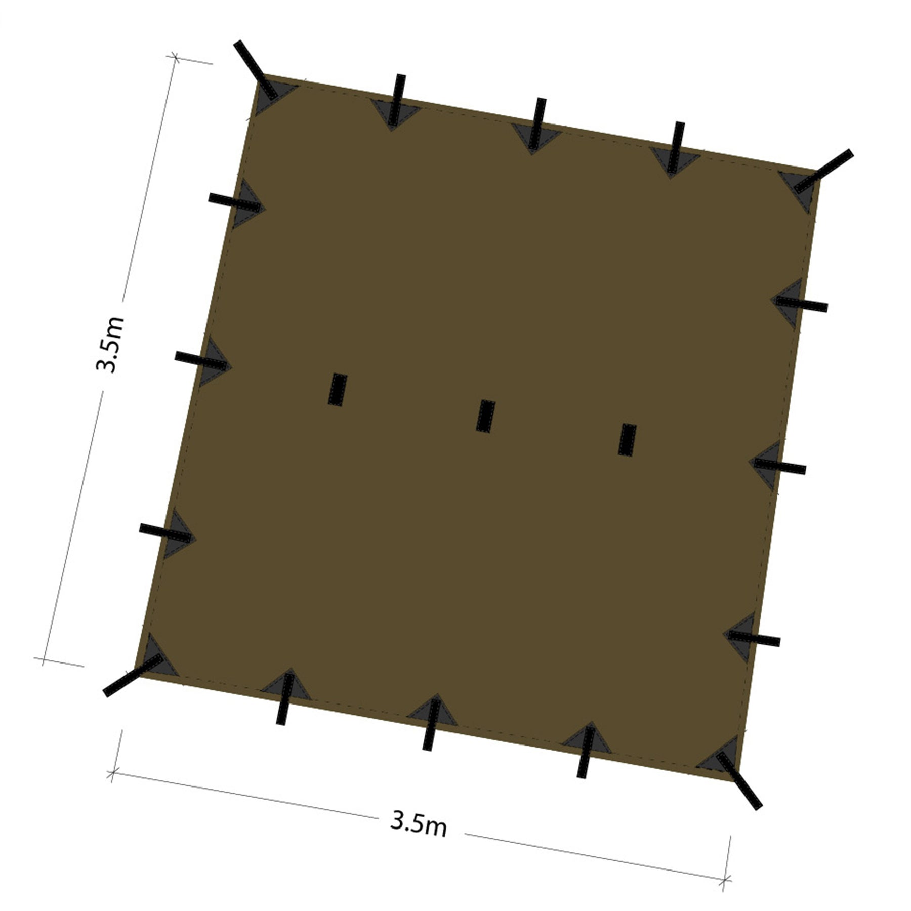 DD Tarp 3.5x3.5 metri coyote brown schema dimensioni