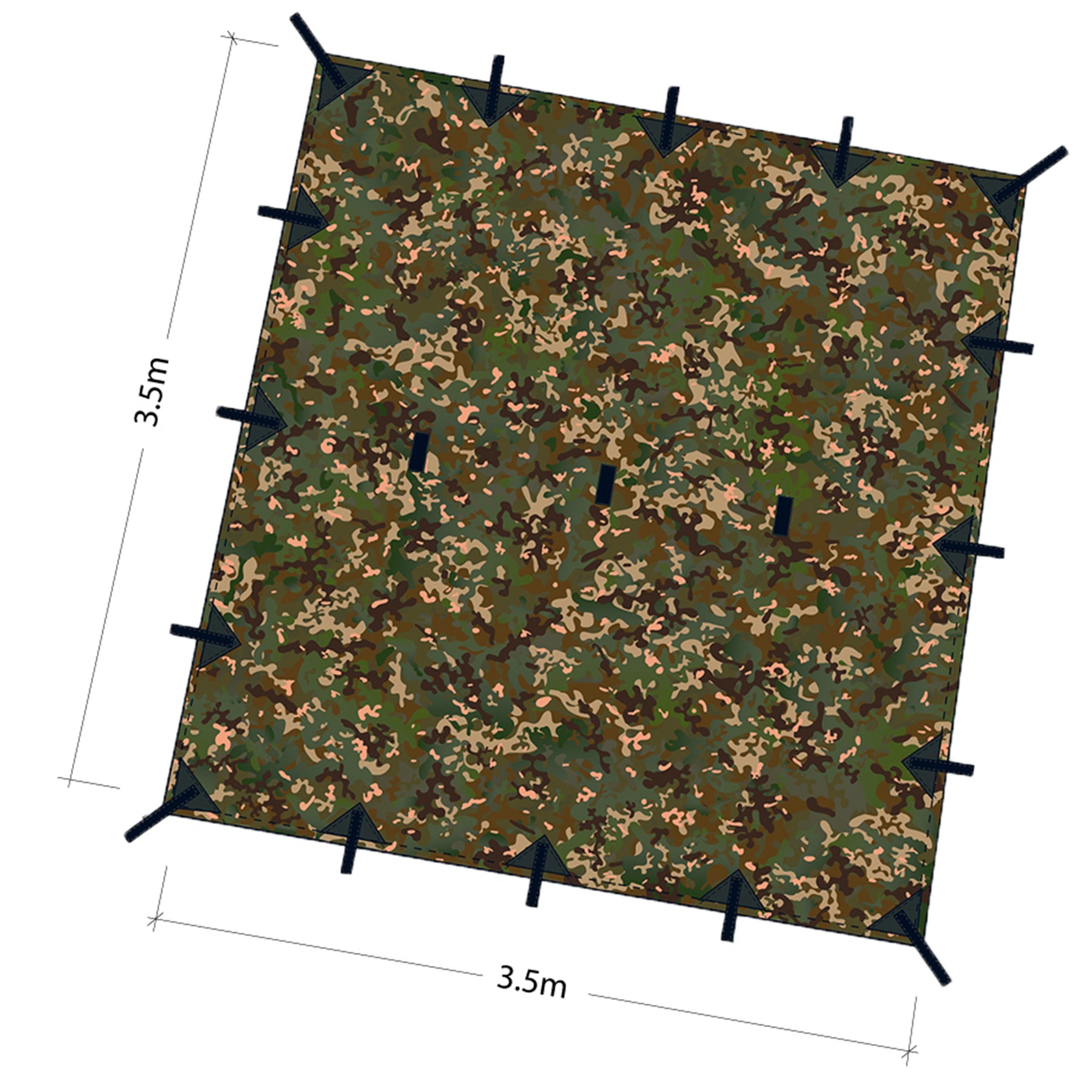DD Tarp 3.5x3.5 metri multicam schema dimensioni