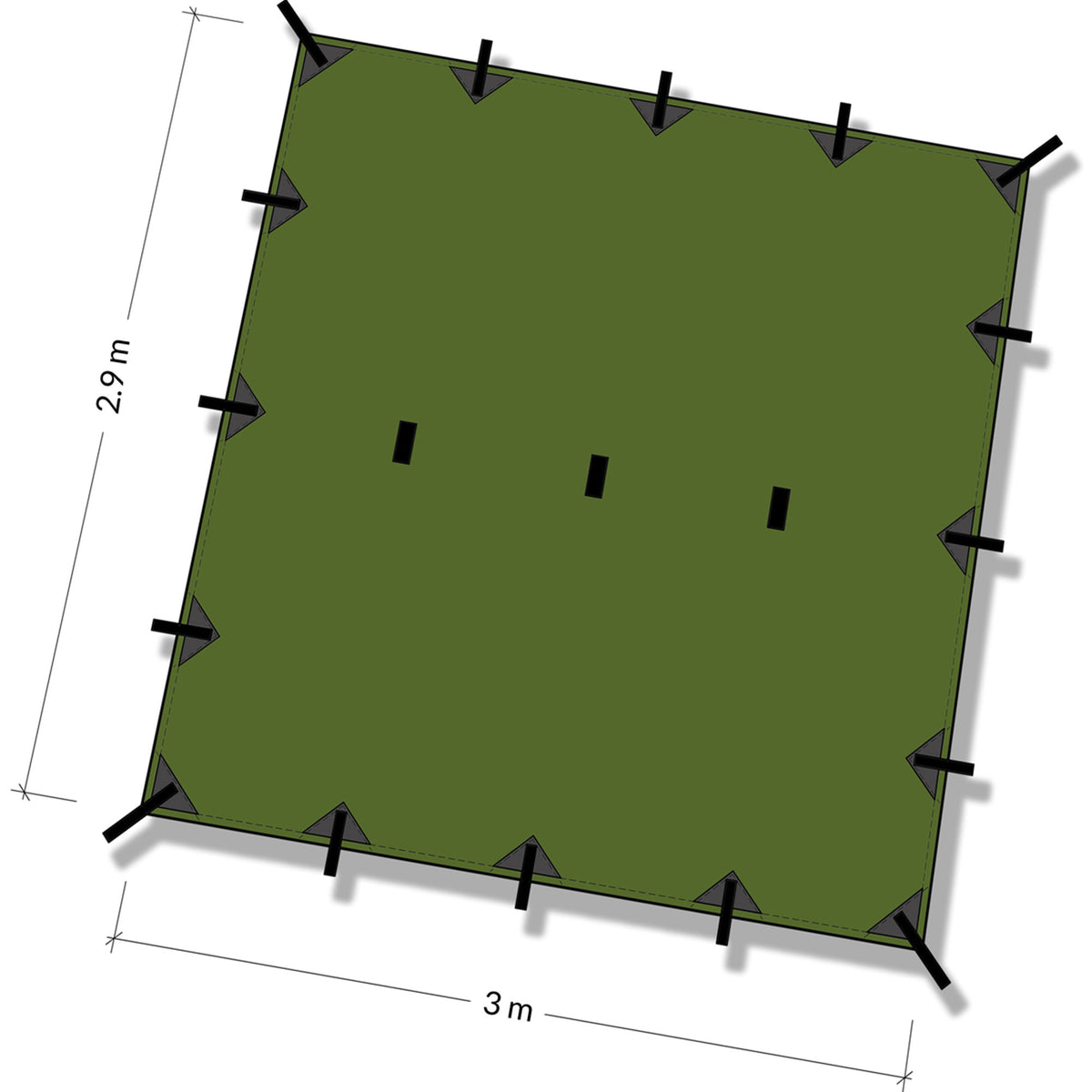 DD Tarp Superlight olive green - schema dimensioni