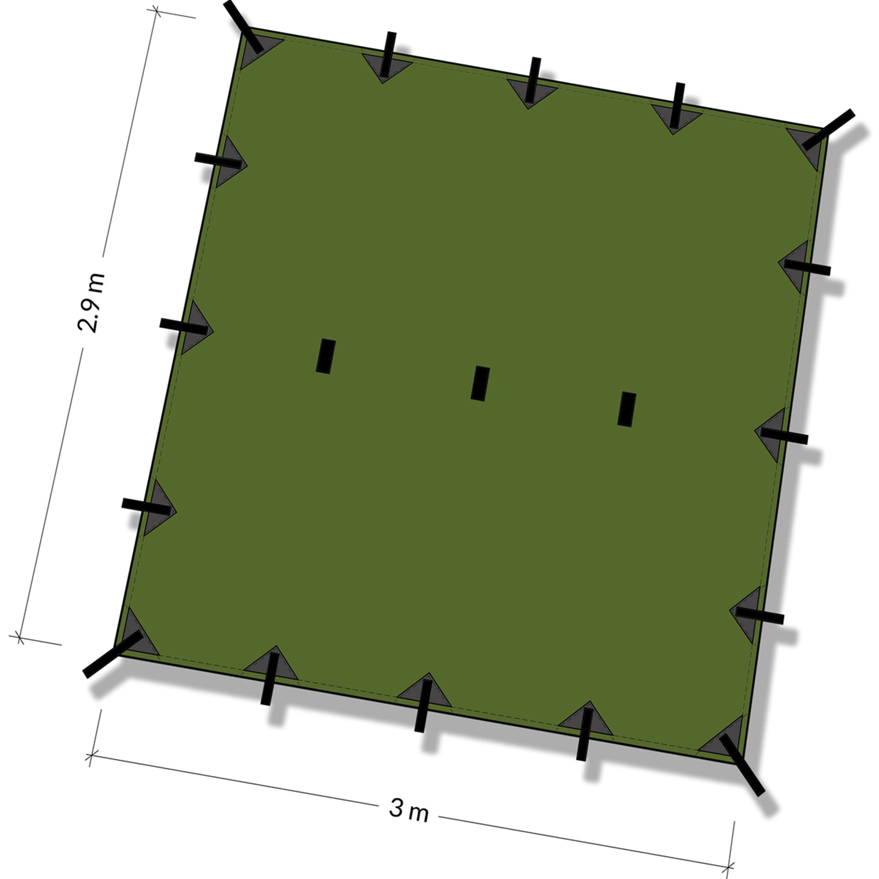 DD Tarp Superlight olive green - schema dimensioni