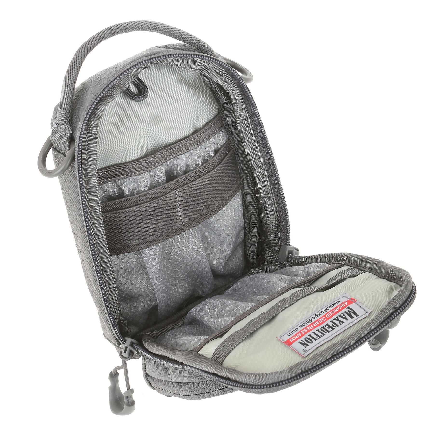 Pouch organizer AGR DEP di Maxpedition Grey - vista tasca grande aperta