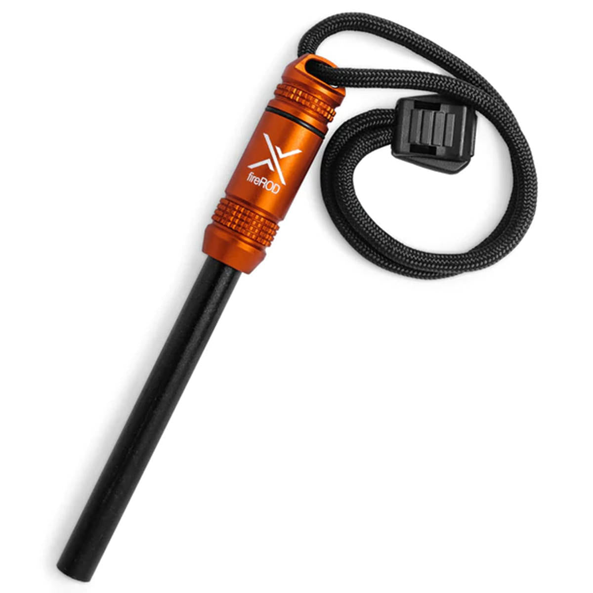 acciarino exotac fireROD v2 arancione (orange) con laccetto esca e quickLIGHT nell'impugnatura