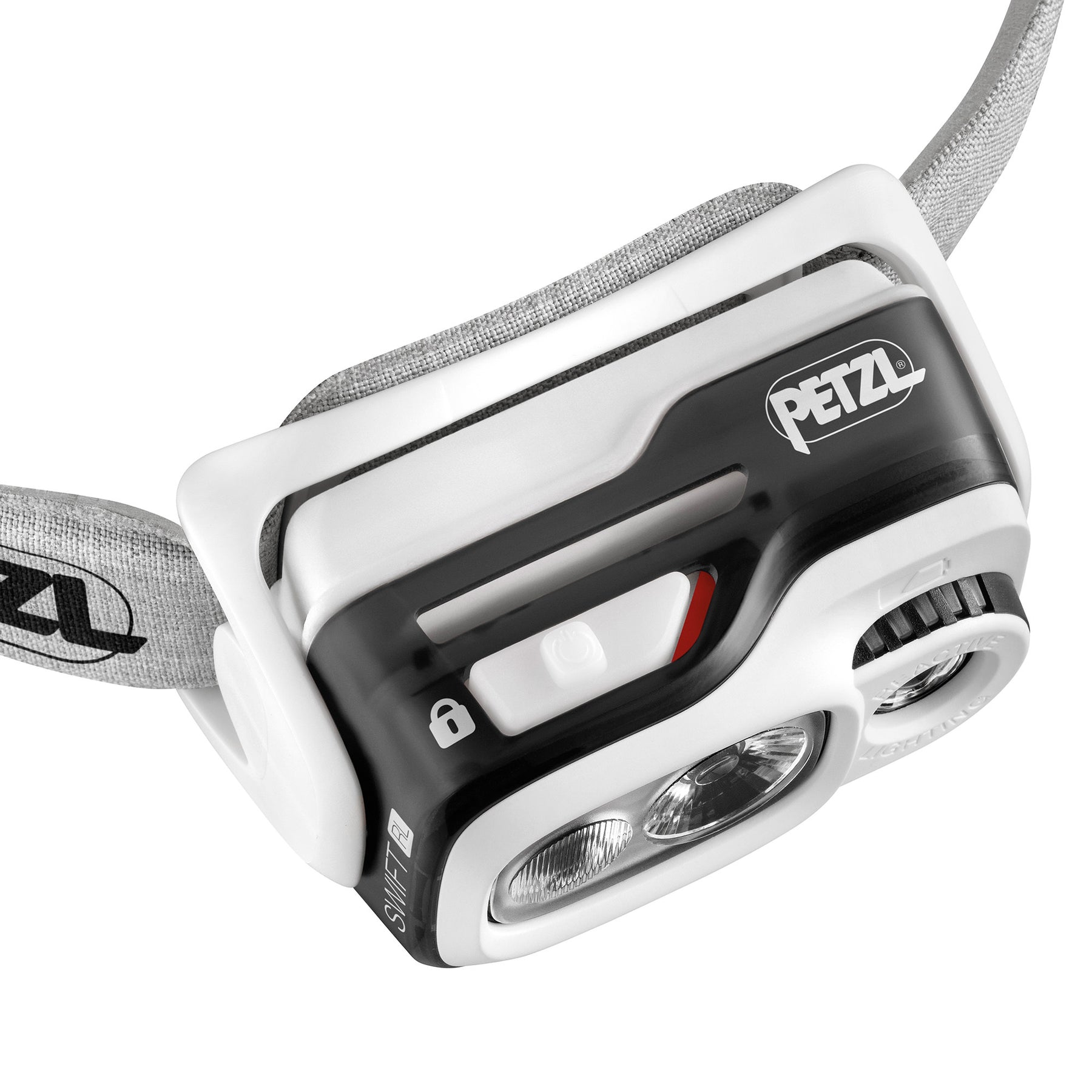 Petzl Swift RL nera - dettaglio del pulsante di attenzione