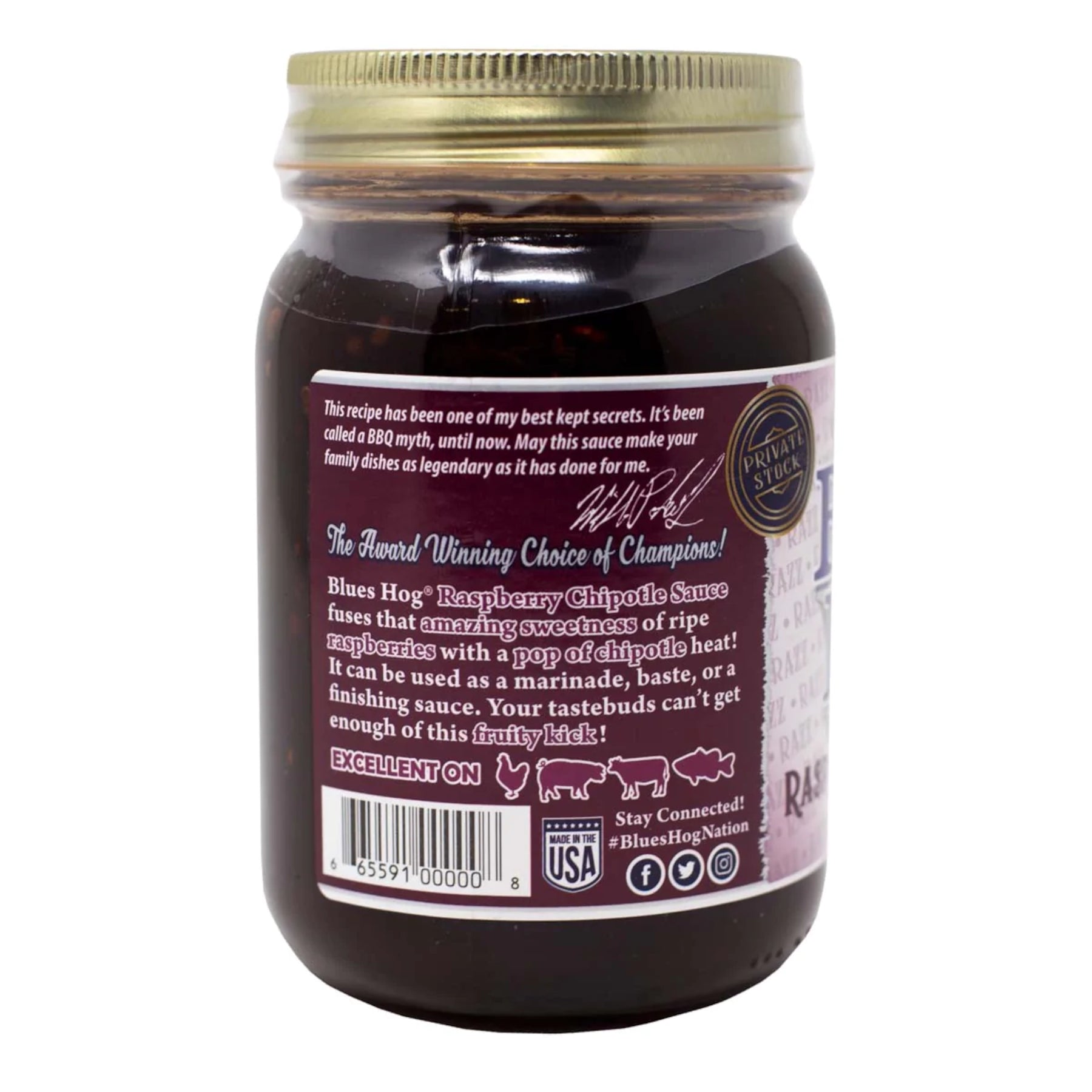 BLUES HOG Raspberry Chipotle BBQ Sauce 557G LATO SINISTRO