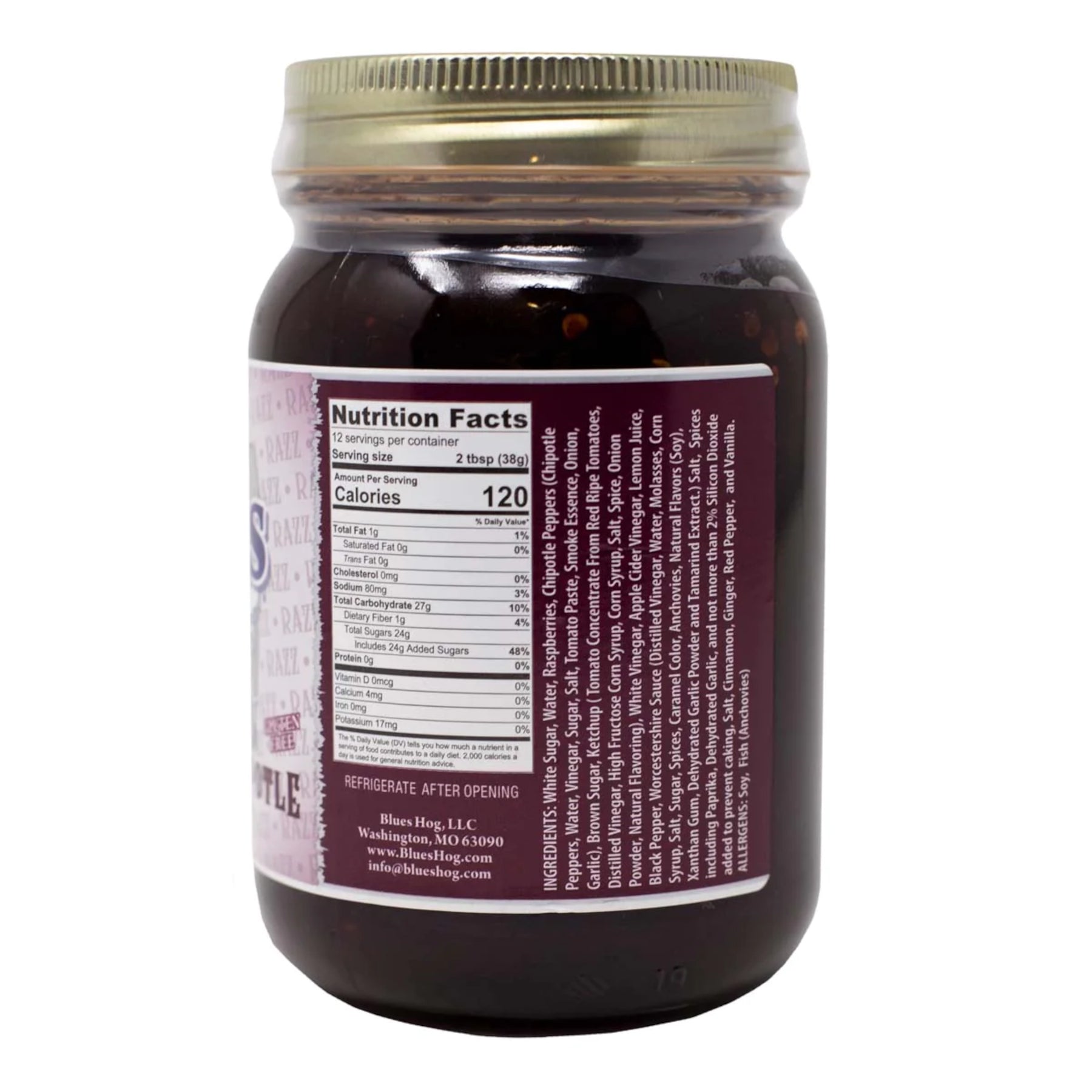 BLUES HOG Raspberry Chipotle BBQ Sauce 557G LATO DESTRO
