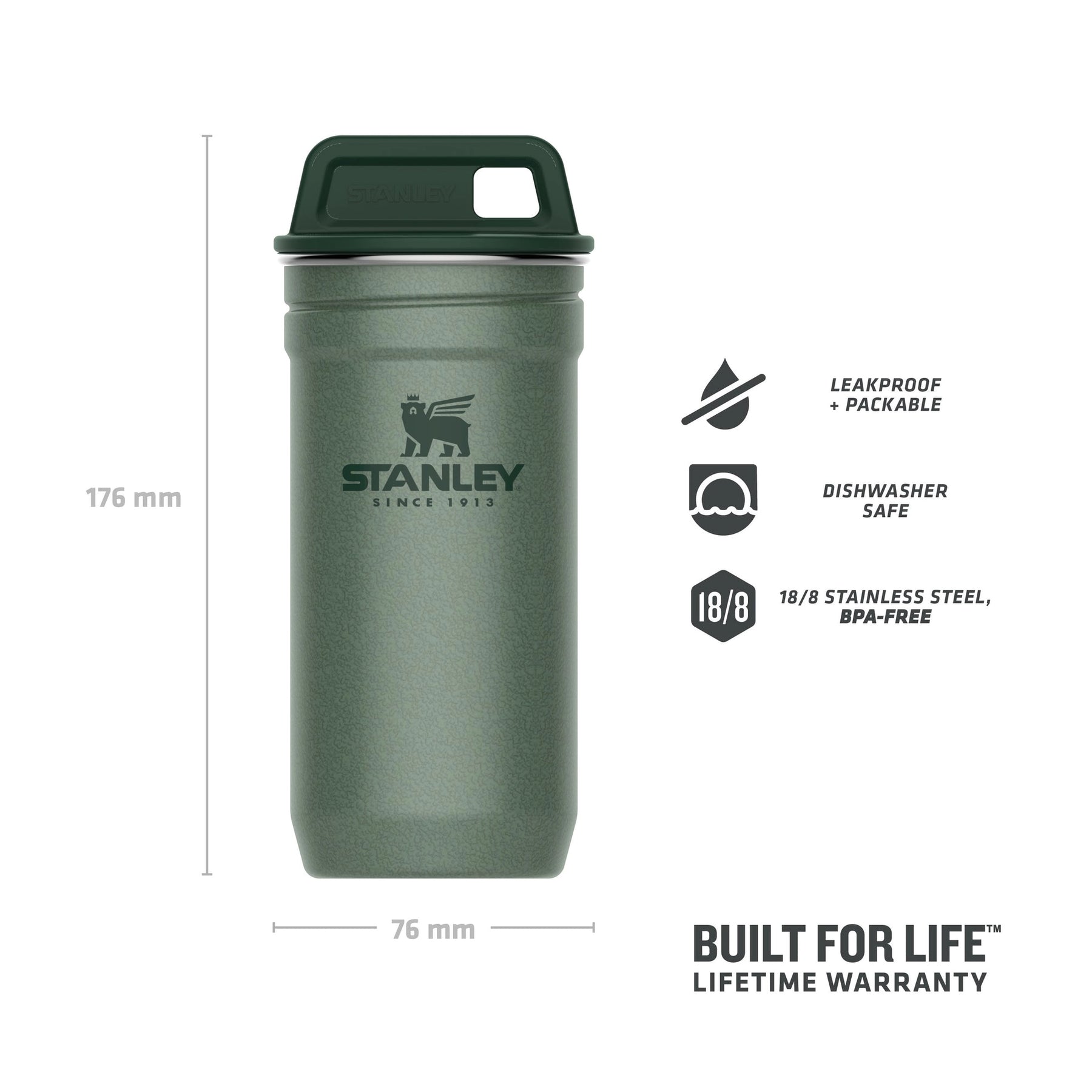 STANLEY ADVENTURE NESTING SHOT GLASS SET HAMMERTONE GREEN INFOGRAFIA