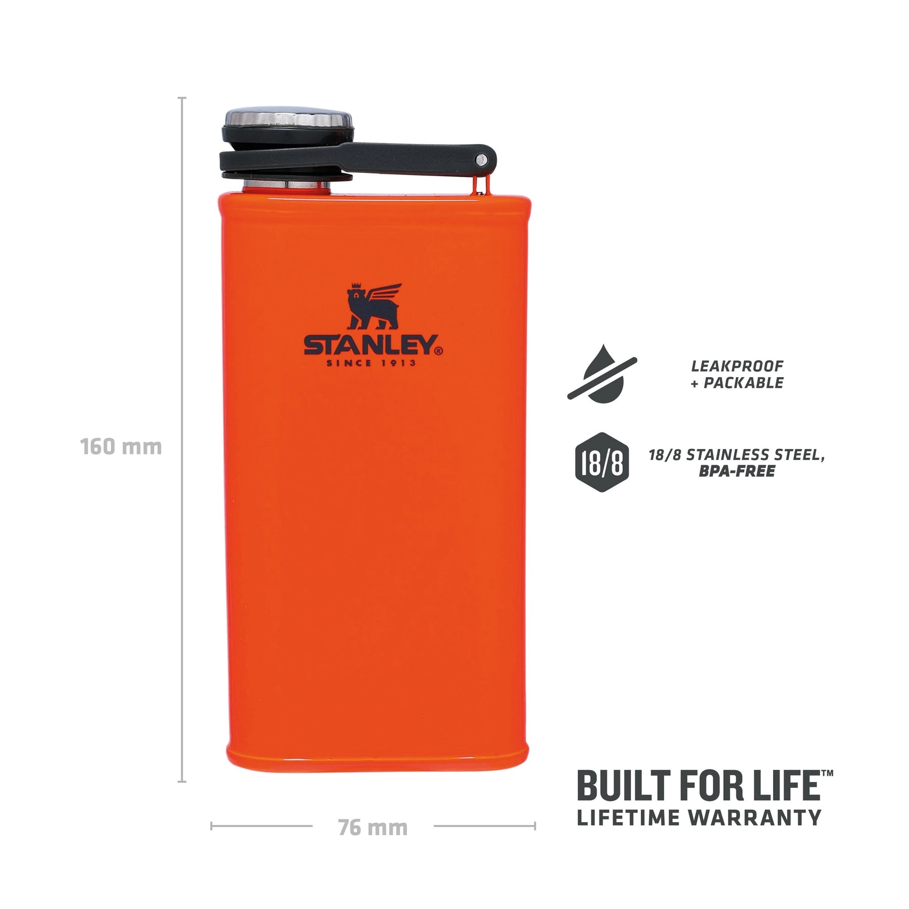 STANLEY CLASSIC EASY FILL WIDE MOUTH FLASK blaze orange infografia